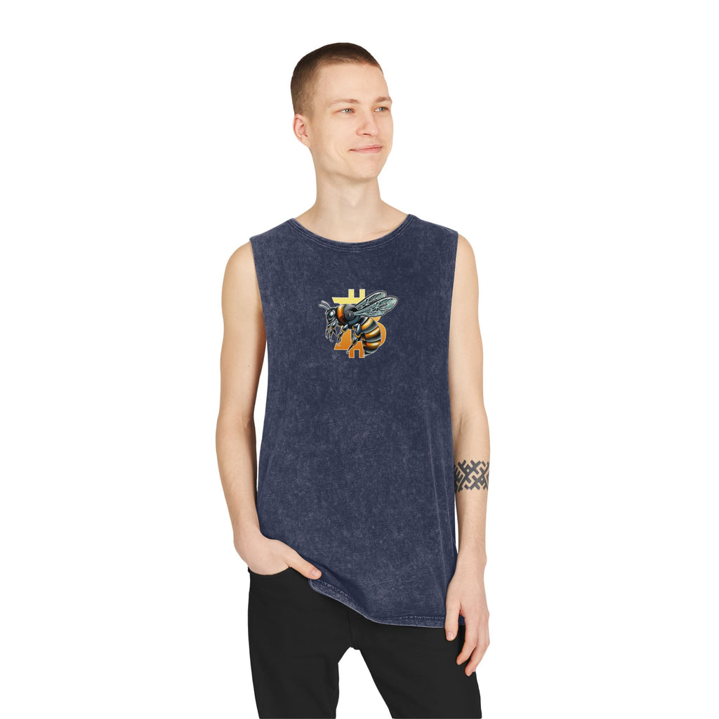 Bitcoin/CypherHornet" Bold Logo - Unisex Moon Harbor Stonewash Deep Underarm Tank Top | Crypto Gift 13