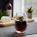 "Bitcoin/CypherHornet"  - Stemless Wine Glass - Vintage Campus Design, 11.75 oz  | Crypto Gift 243