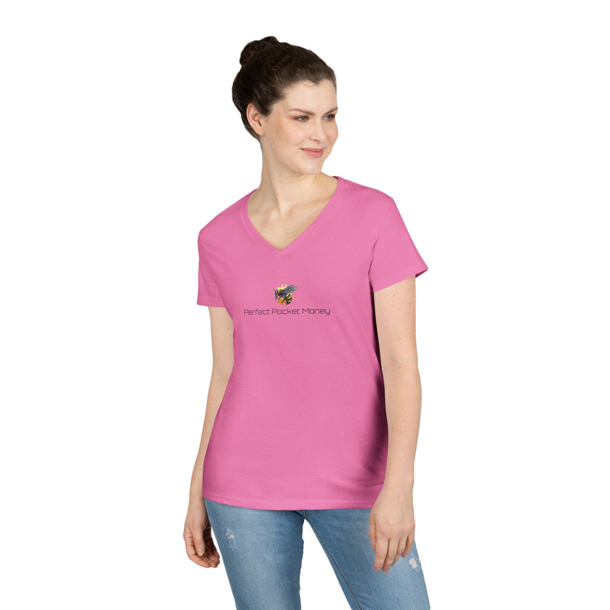 Bitcoin/Cypherhornet | "Perfect Pocket Money" | Custom Logo |  Ladies V-Neck Tee | Crypto Gift S120b
