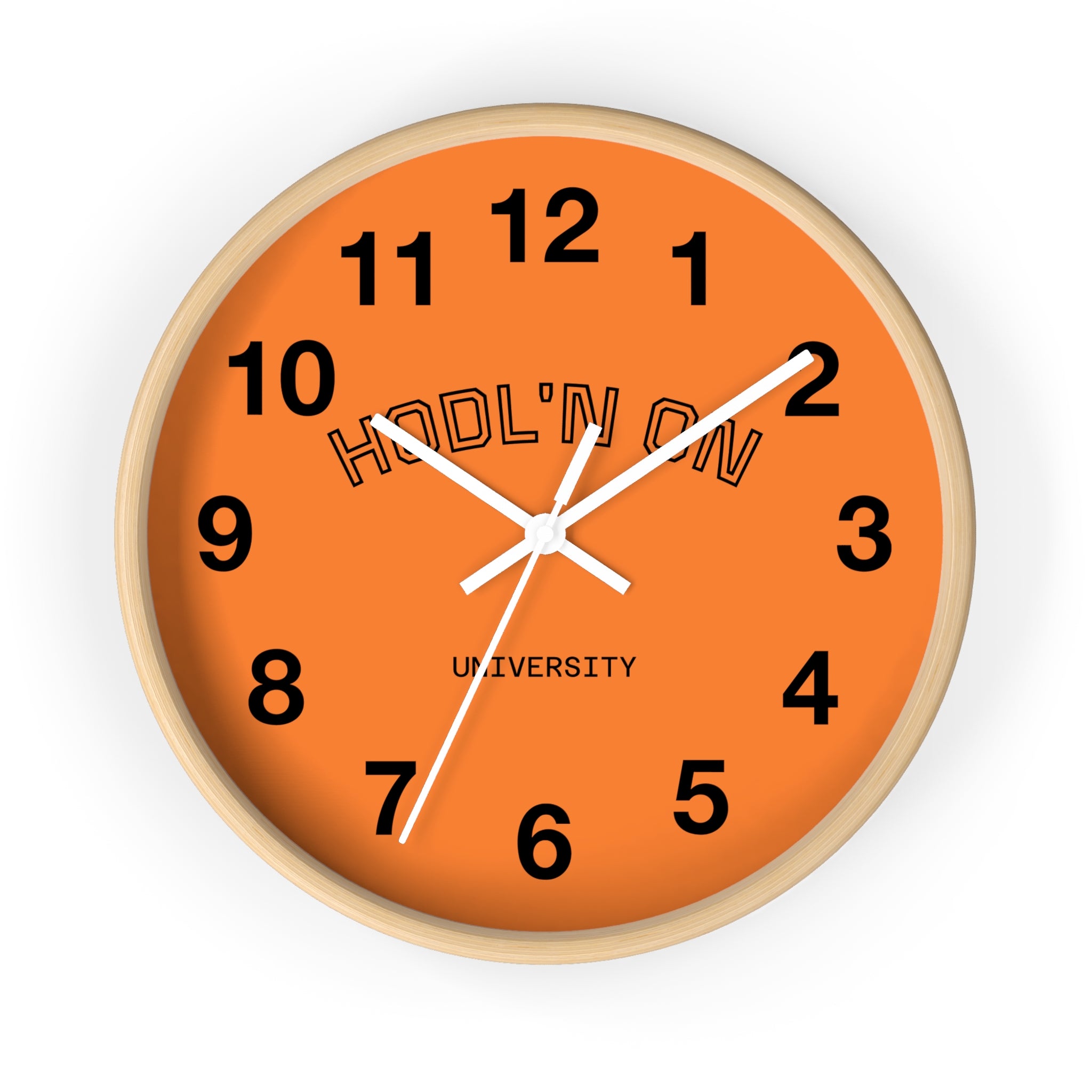 HODL'N ON Orange Wall Clock — Crypto-Inspired Decorative Clock for Traders & Fans