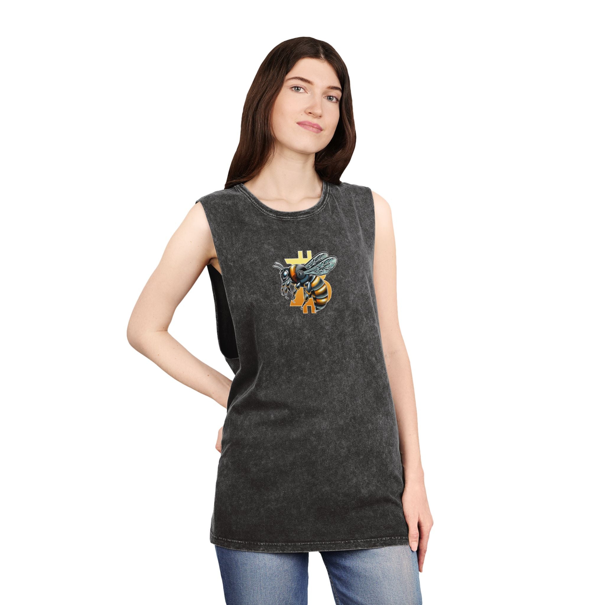 Bitcoin/CypherHornet" Bold Logo - Unisex Moon Harbor Stonewash Deep Underarm Tank Top | Crypto Gift 13