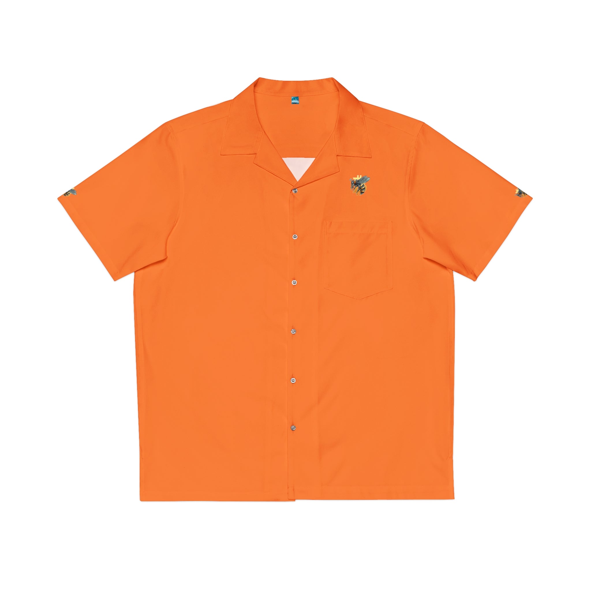 CypherHornet/Bitcoin Orange Hawaian Style Summer Shirt with Pineapple Embroidery – Men's Casual Resort Shirt