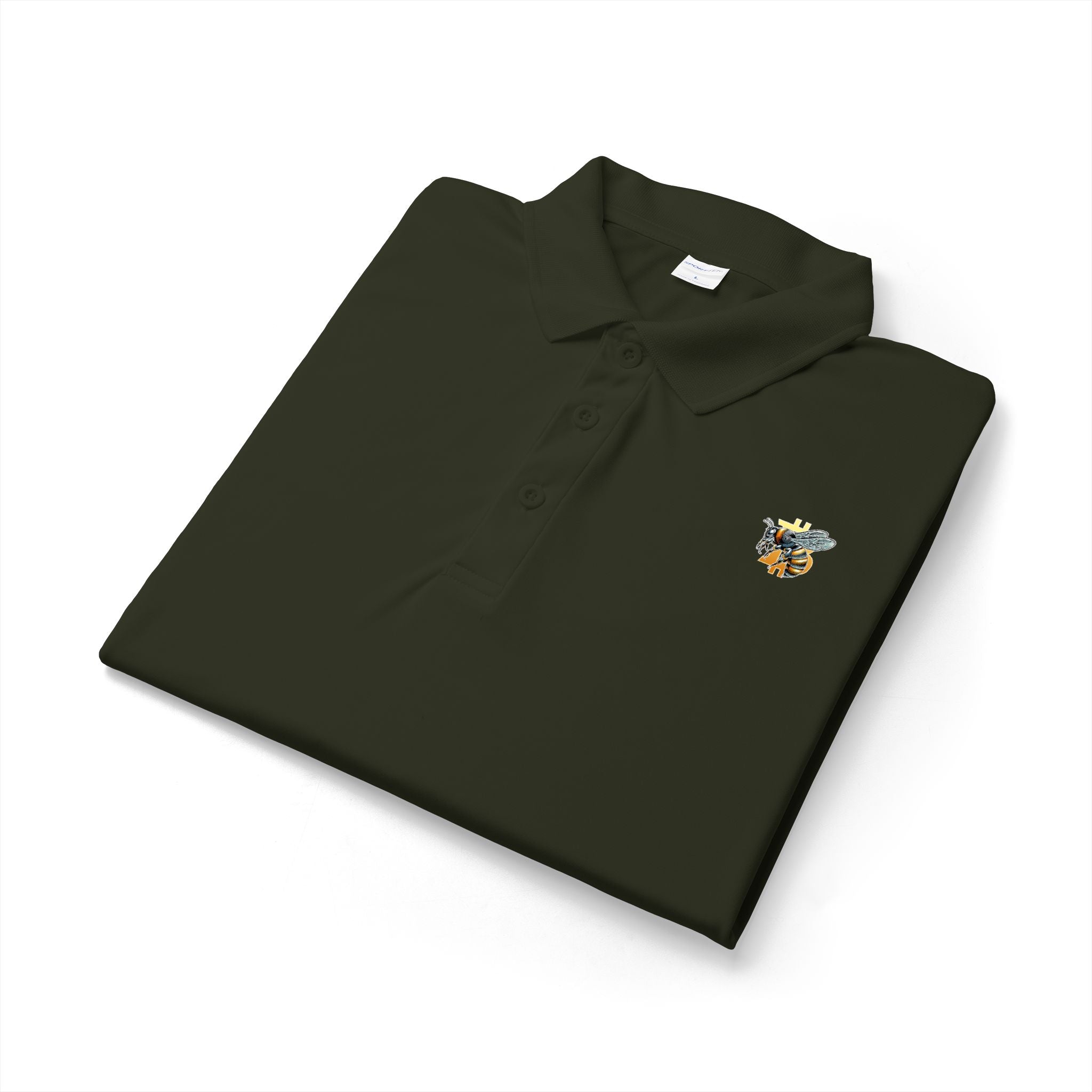 Bitcoin*Wasp Polo Shirt — Moisture-Wicking Performance Golf & Work Polo | Crypto Gift