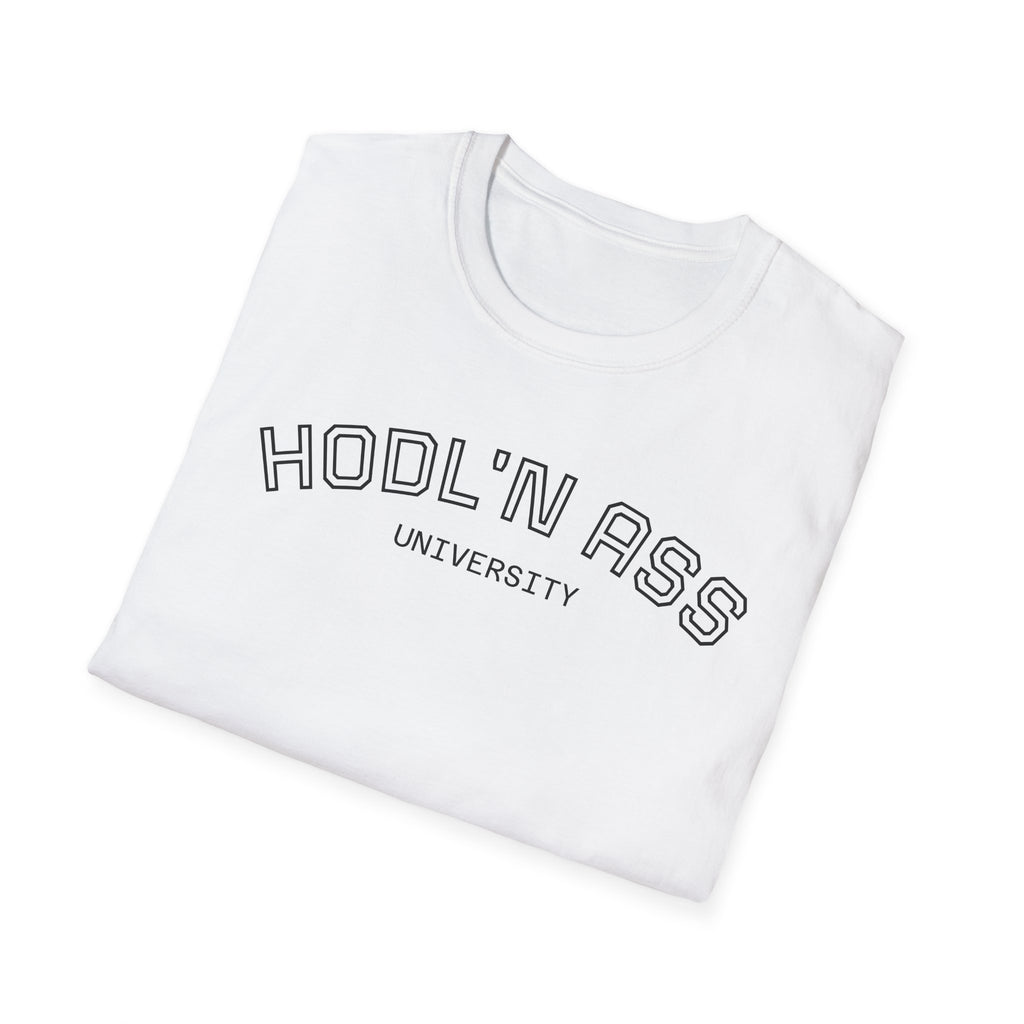 "HODL'N ASS" University BITCOIN T-Shirt — Crypto HODL Funny College Tee | Crypto Gift