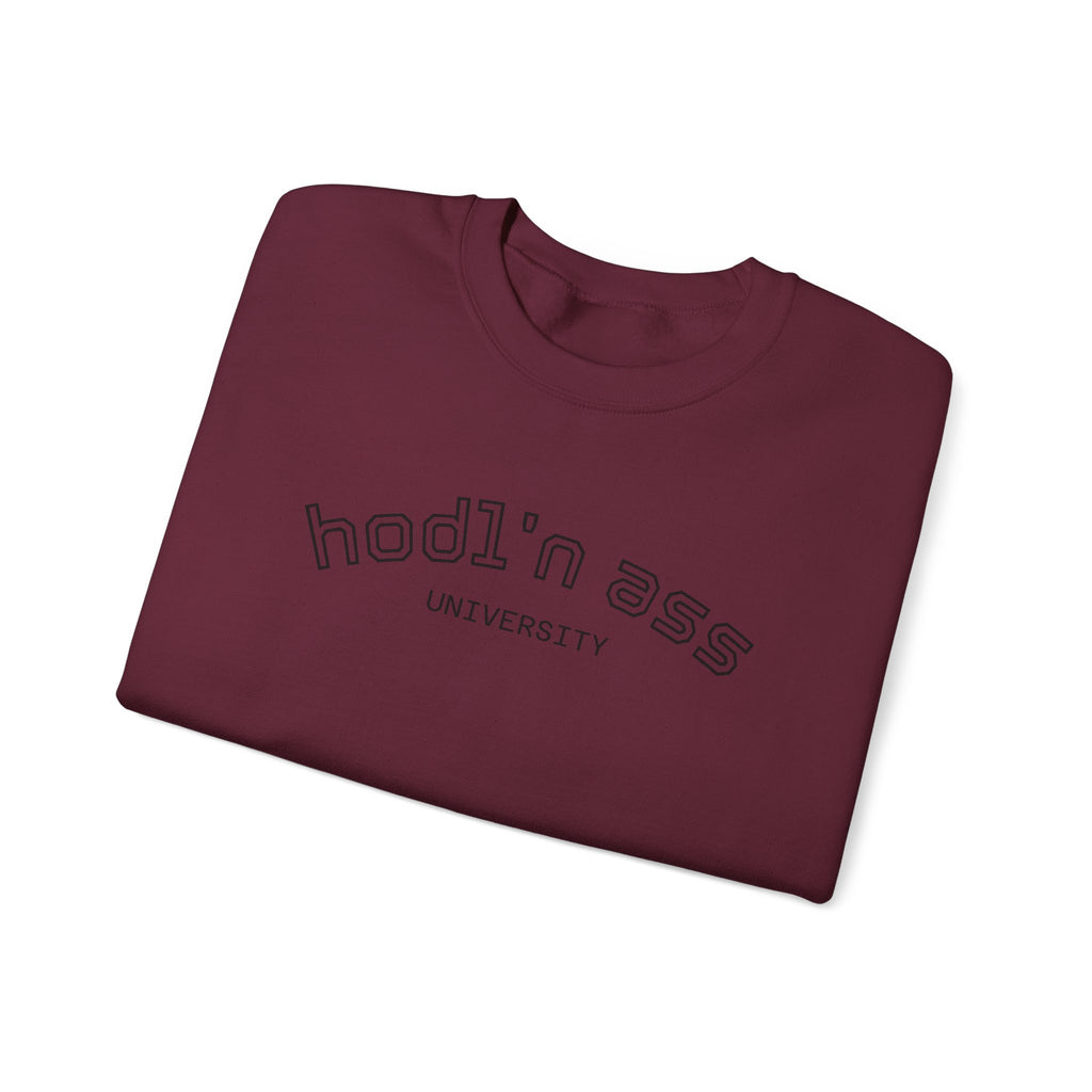 "hodl'n ass University" BITCOIN Sweatshirt — Crypto Humor Crewneck | Crypto Gift