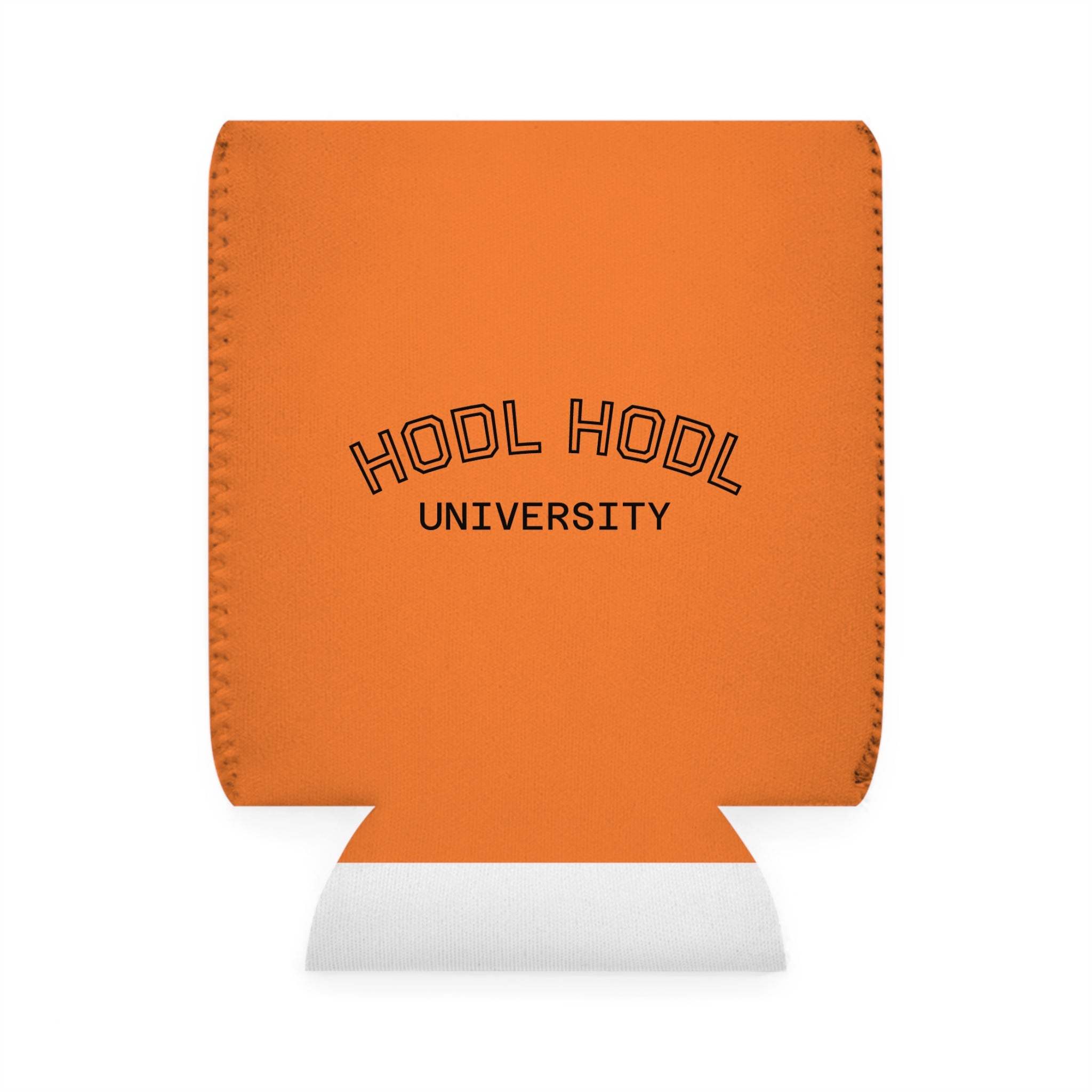 HODL HODL University Can Cooler Sleeve — Orange Neoprene Beer Can Koozie