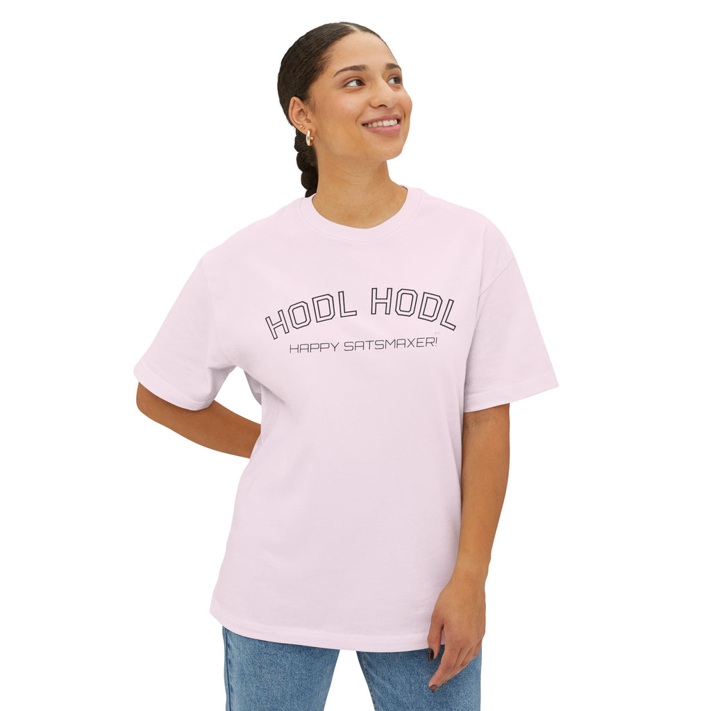 "HODL HODL Happy Satsmaxer" BITCOIN Tee — Oversized Boxy Graphic | Crypto Gift