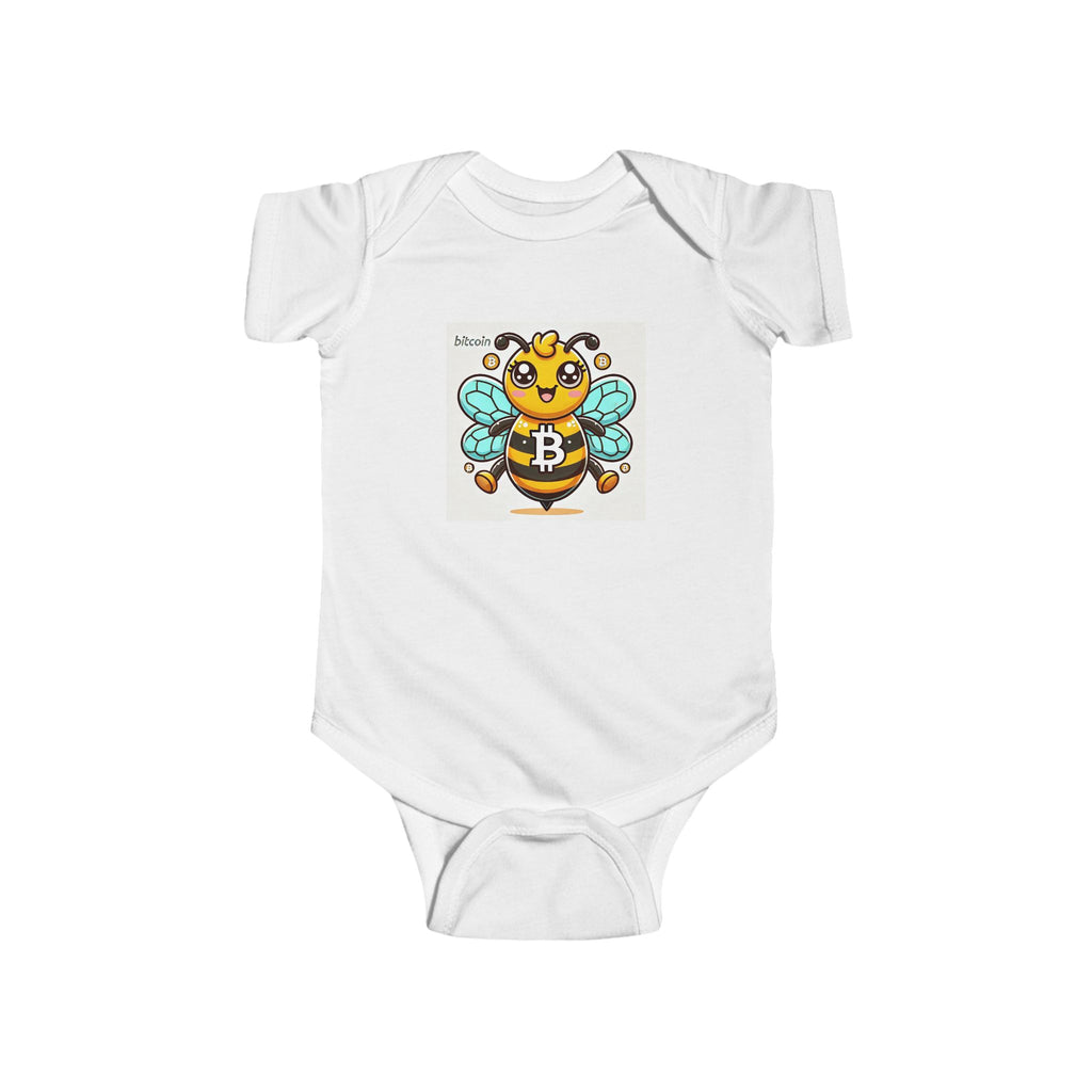 Infant Bitcoin Bee Bodysuit — Cute Crypto Baby Onesie
