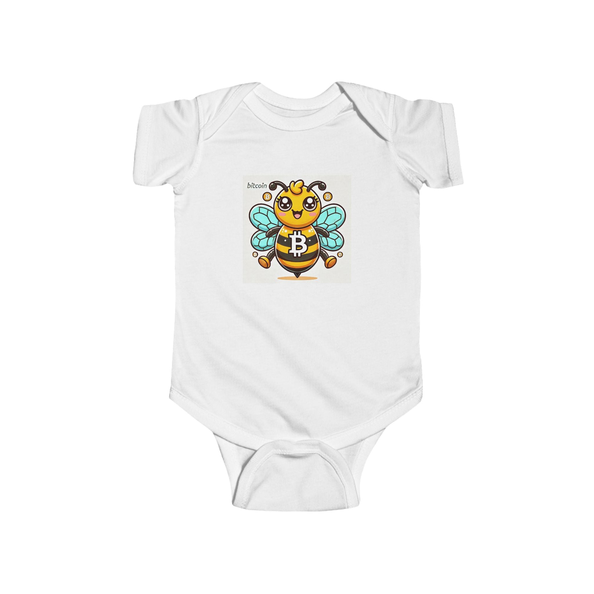 Infant Bitcoin Bee Bodysuit — Cute Crypto Baby Onesie