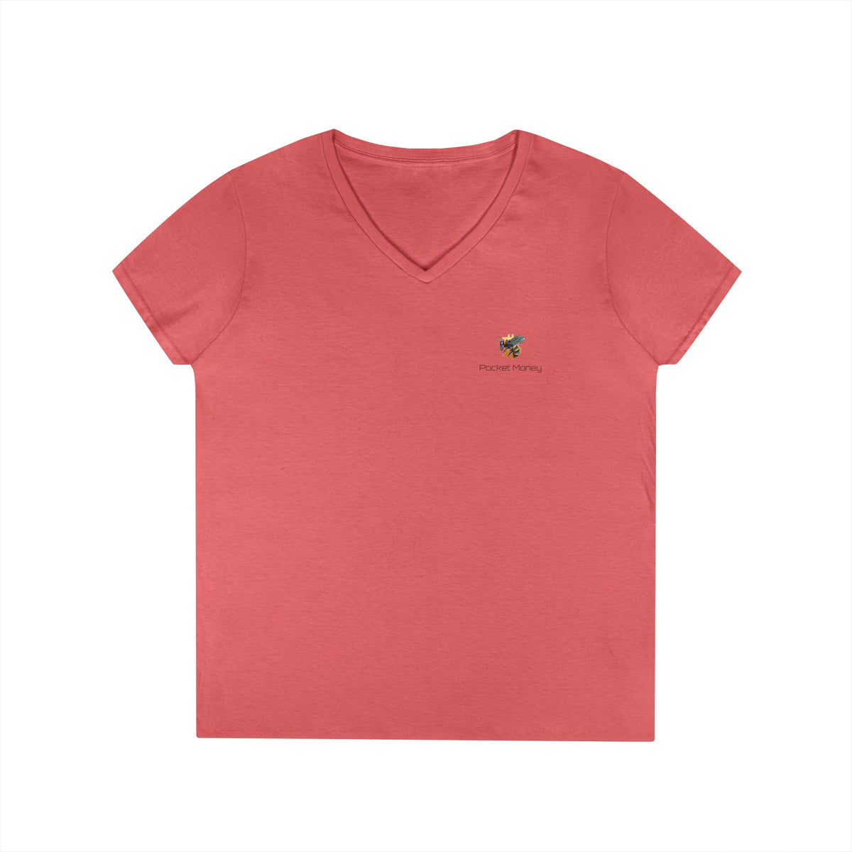 Bitcoin/Cypher Hornet - Pocket Money - Ladies V-Neck Tee - Funny Retro Text | Crypto Gift 120b