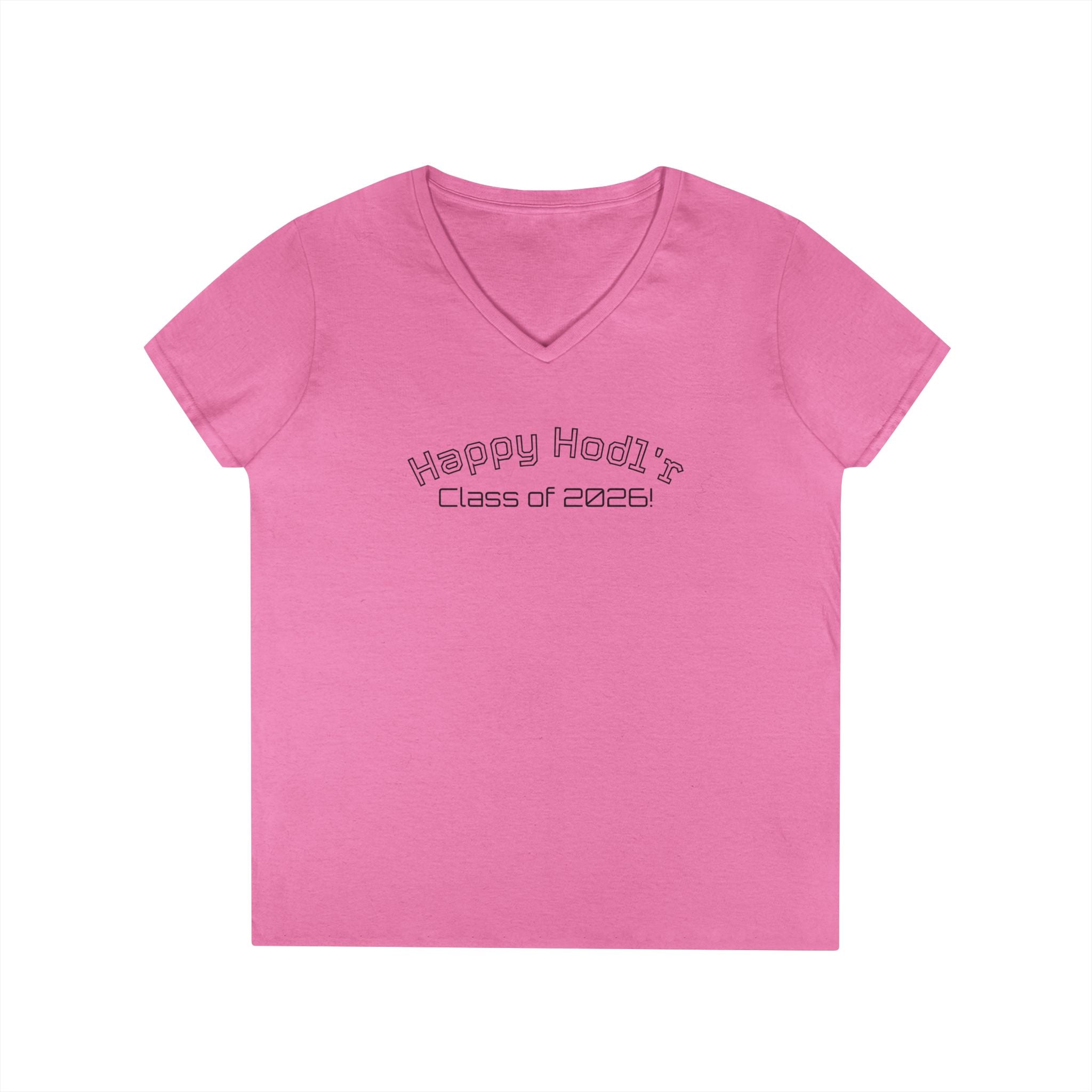 Happy Hodl'r Satsified Ladies V-Neck Tee - Funny Retro Text | Crypto Gift 120