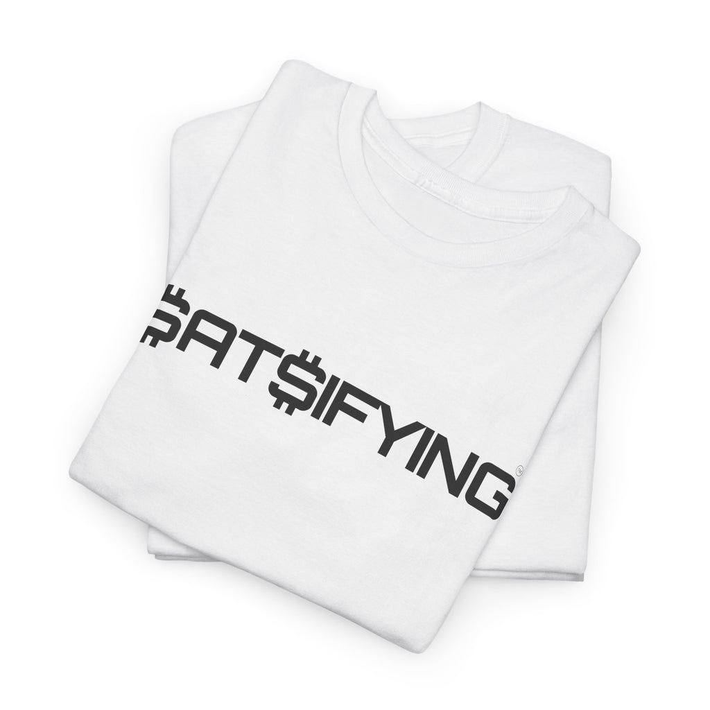 SATSIFYING Minimalist Black Font Graphic Tee - Futuristic Tech Typography T-Shirt | Crypto Gift 92