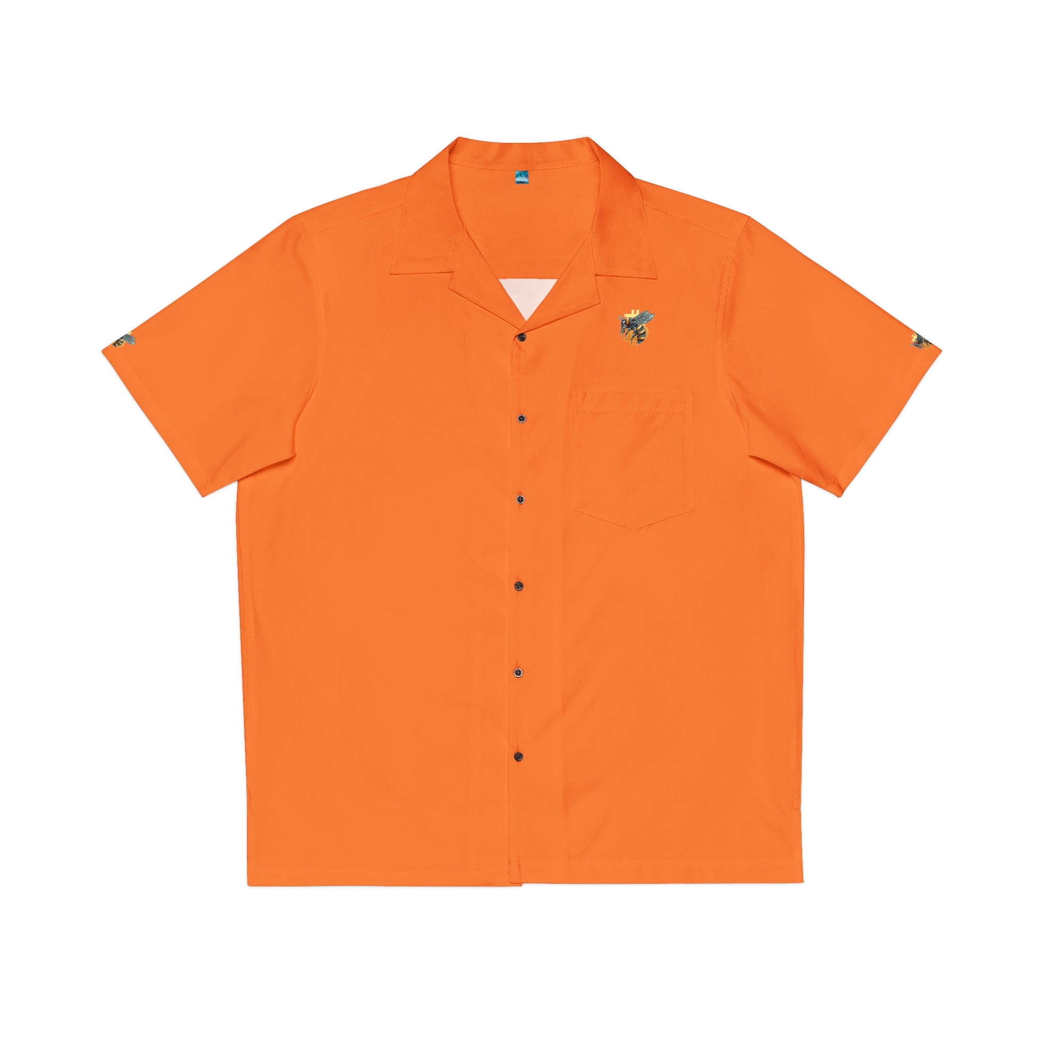 Bitcoin/CypherHornet - Embroidered Discrete Logo - Orange Hawaian Style Shirt – Men's Casual Resort or BBQ Shirt | Crypto Gift 6