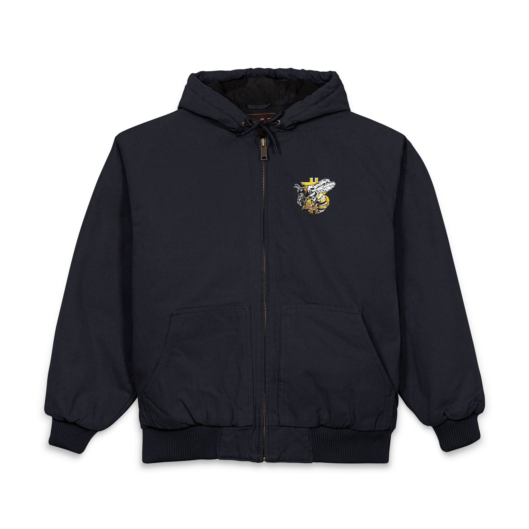 "CypherHornet-Bitcoin" Embroidered Work Jacket — CornerStone Duck Cloth Hooded Coat | Crypto Gift