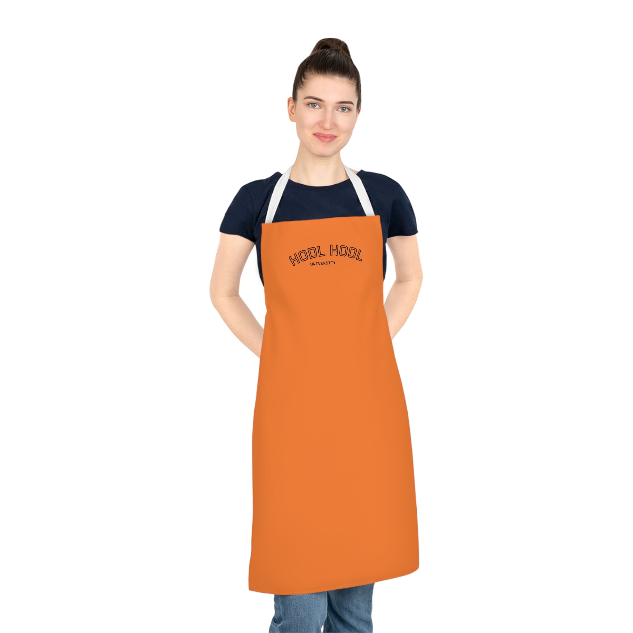 "HODL HODL" - University Apron — 'Hood Hood' Orange Graphic Kitchen Apron