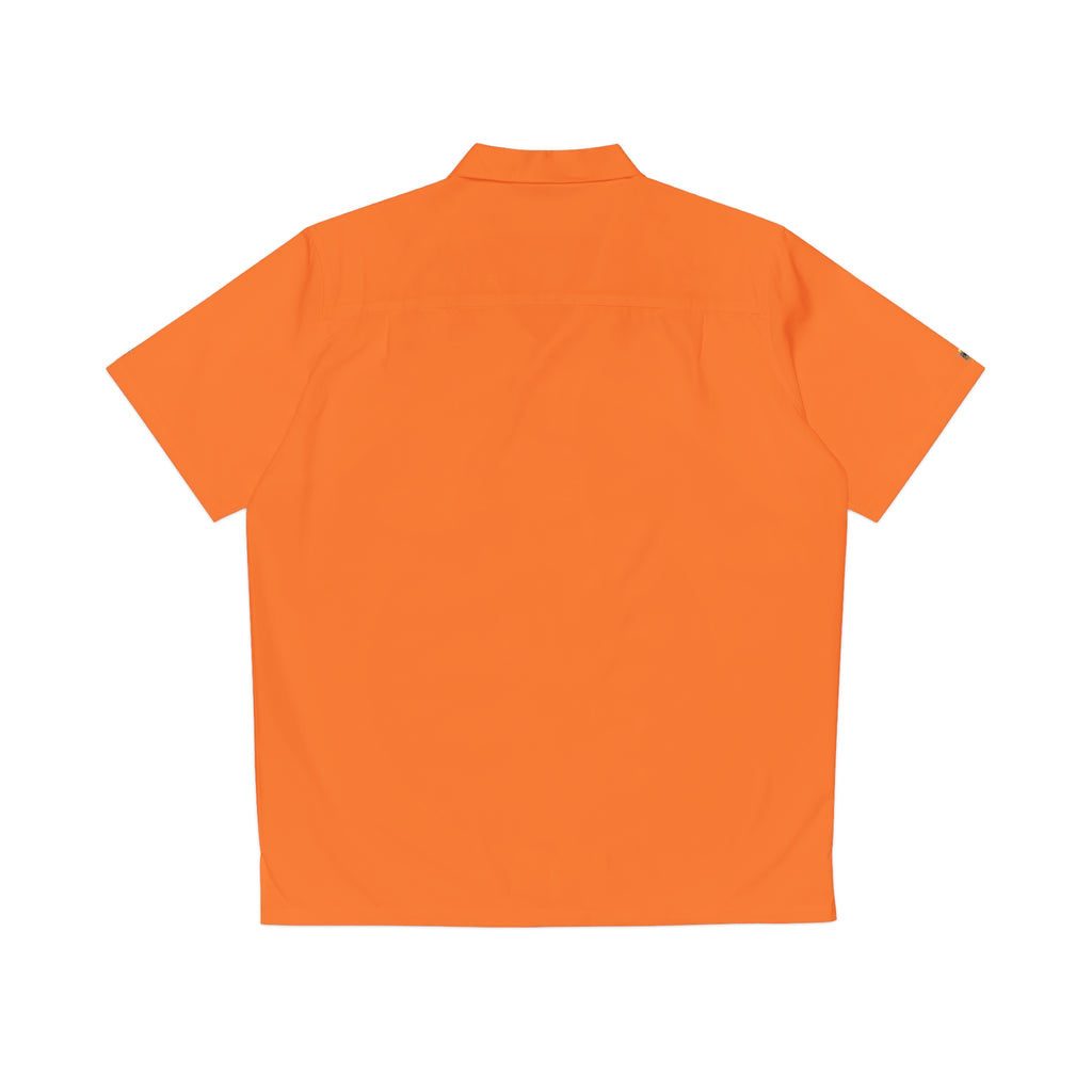 Bitcoin/CypherHornet - Embroidered Discrete Logo - Orange Hawaian Style Shirt – Men's Casual Resort or BBQ Shirt | Crypto Gift 6