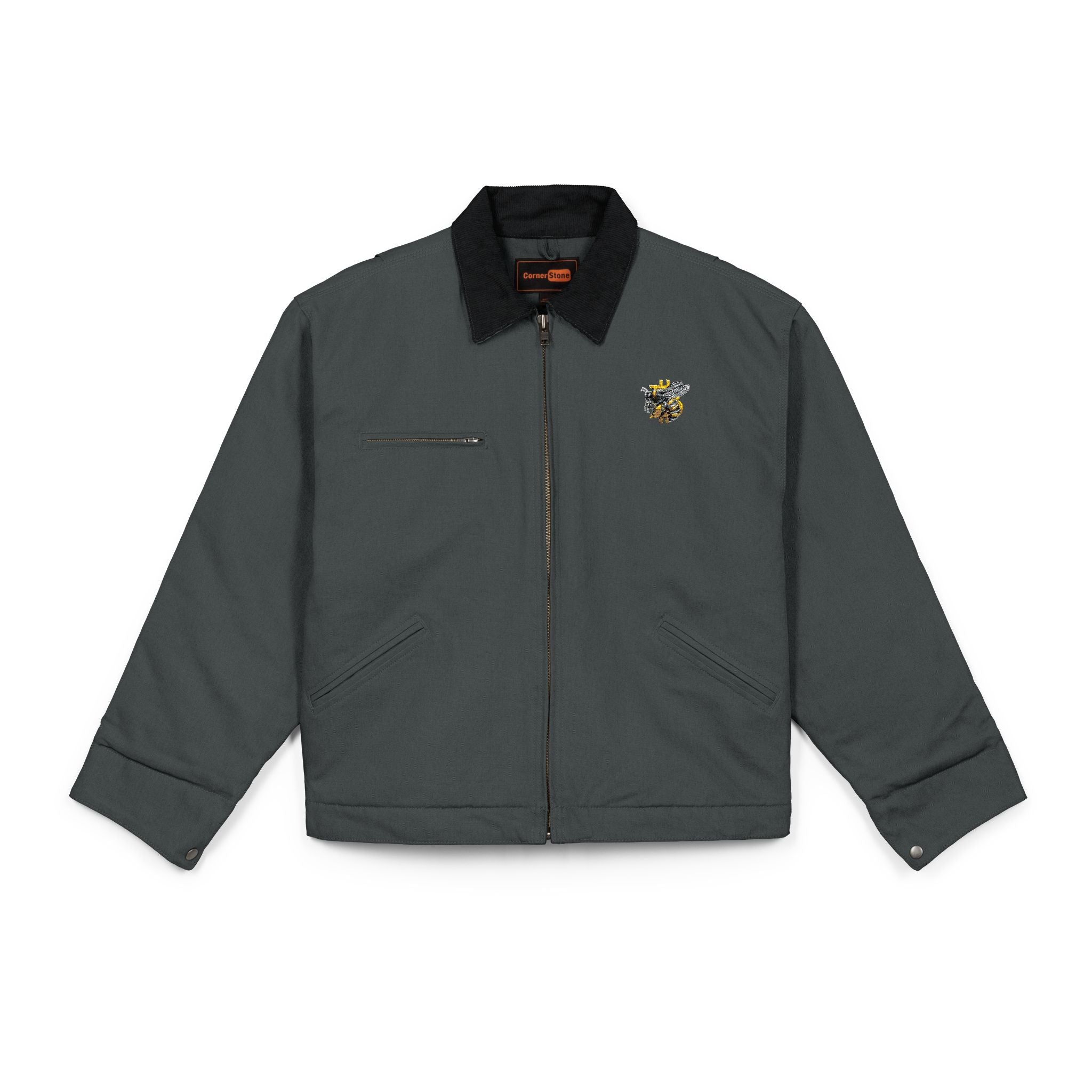 "CypherHornet-Bitcoin"  Embroidered Work Jacket  — Durable Duck Cloth Work Coat | Crypto Gift
