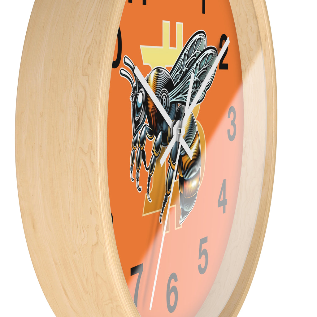 Bitcoin CypherHornet * Wall Clock - Retro Orange Crypto Bee Clock with Black Arms for Home & Office | Crypto Gift 203