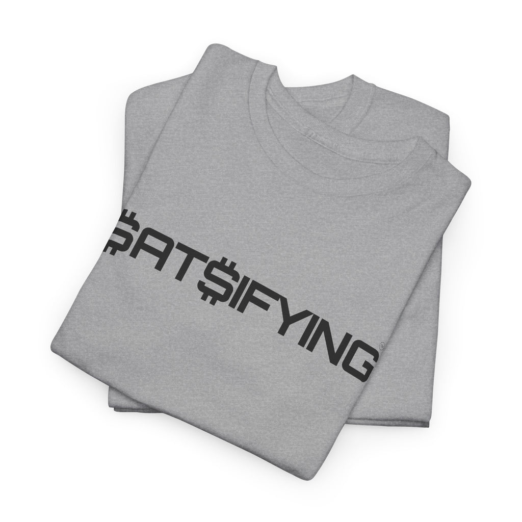 SATSIFYING Minimalist Black Font Graphic Tee - Futuristic Tech Typography T-Shirt | Crypto Gift 92