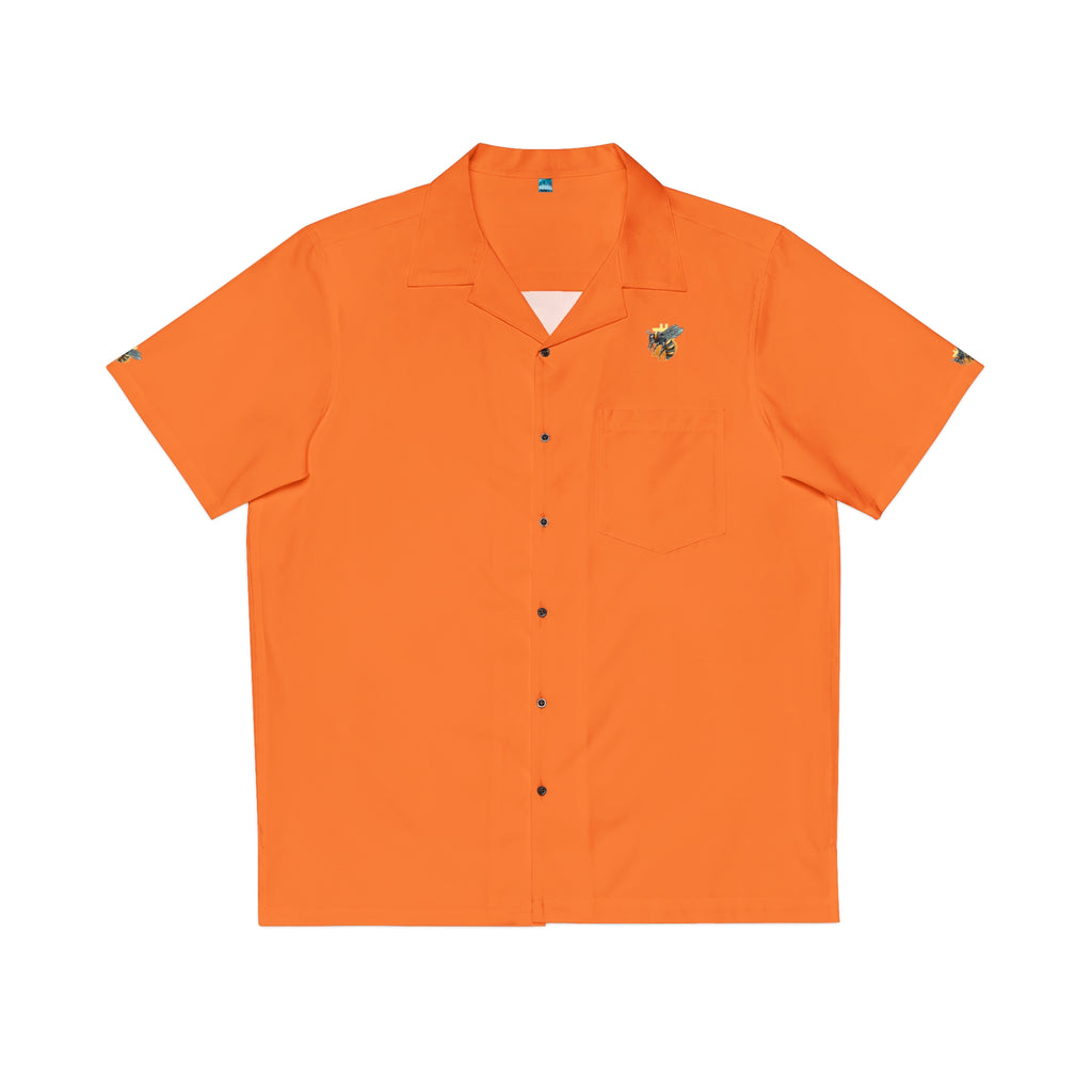 CypherHornet/Bitcoin Orange Hawaian Style Summer Shirt with Pineapple Embroidery – Men's Casual Resort Shirt