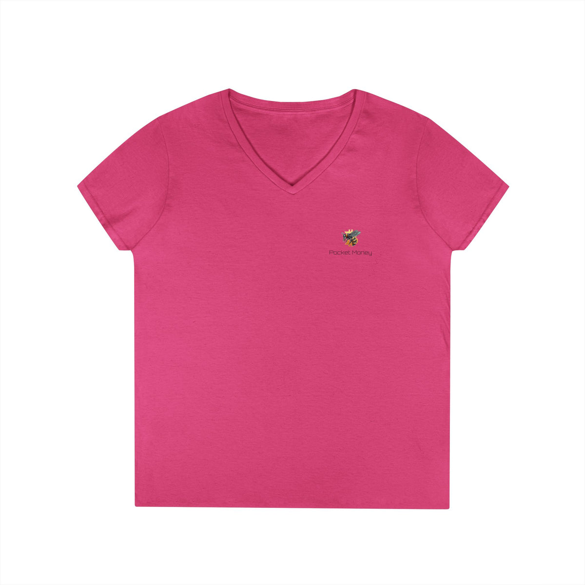 Bitcoin/Cypher Hornet - Pocket Money - Ladies V-Neck Tee - Funny Retro Text | Crypto Gift 120b
