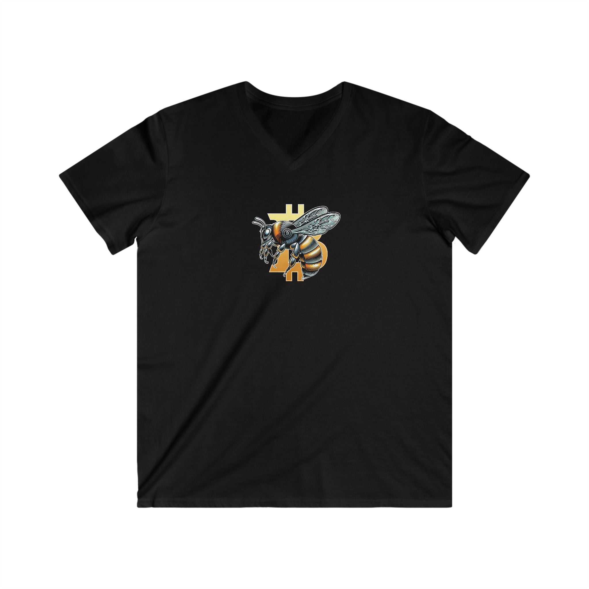CypherHornet/Bitcoin V-Neck Tee - Honeycomb Rustic Bee Shirt | Crypto Gift