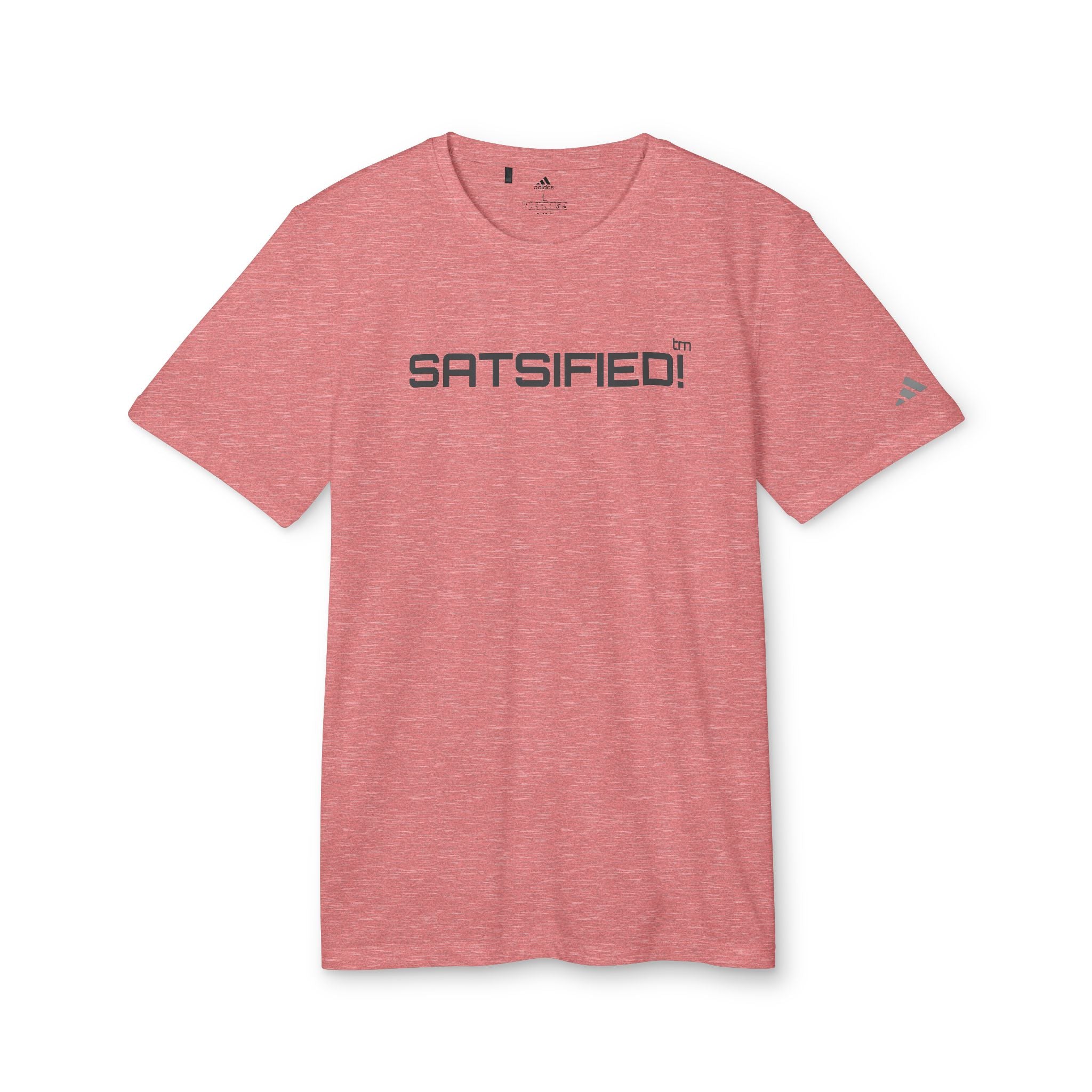 SATSIFIED! Bitcoin Adidas Graphic Tee — Unisex Minimal Athletic White T-Shirt
