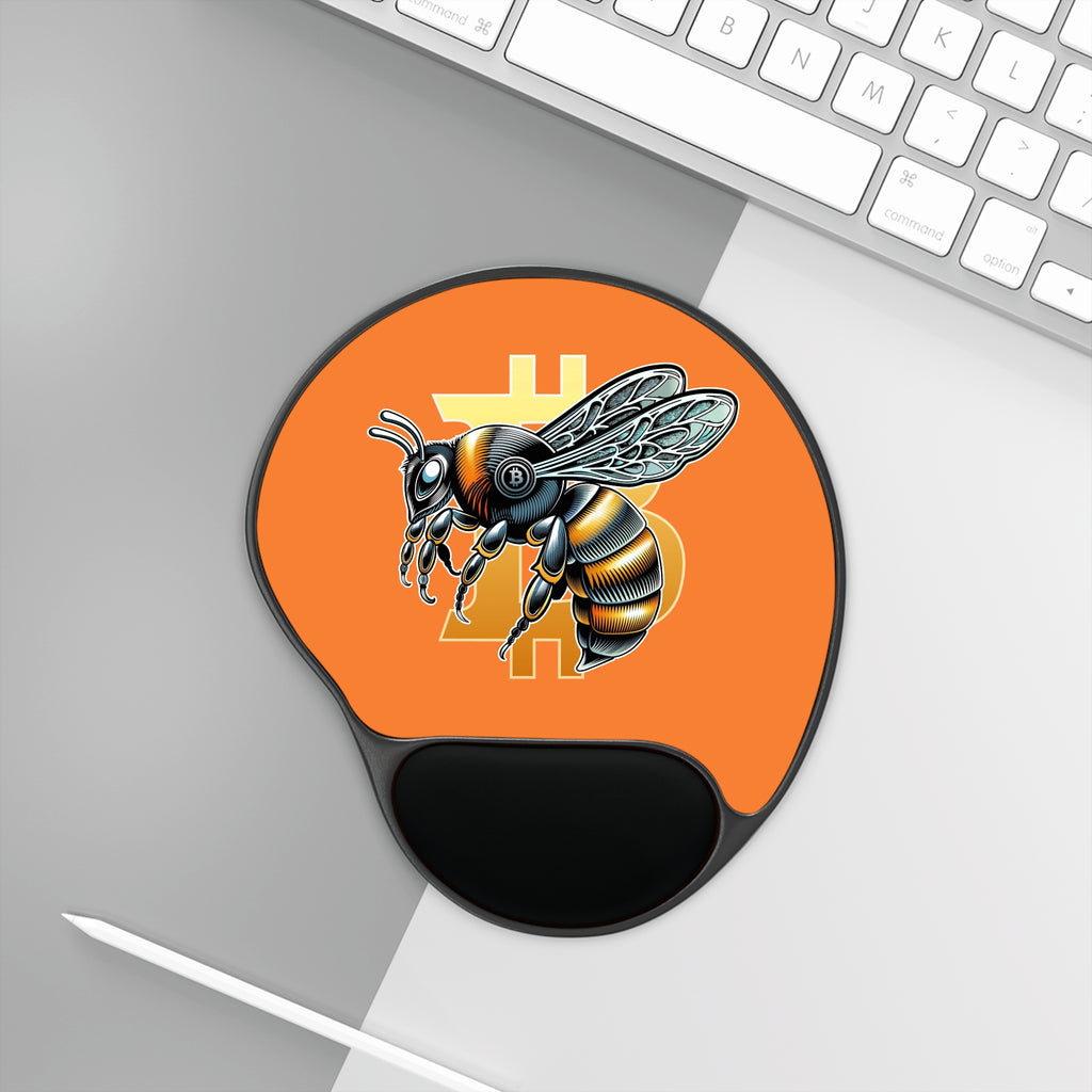 Bitcoin/CypherHornet Bold Custom Logo - Orange Work or Gamer Mouse Pad with Wrist Rest | Crypto Gift 137