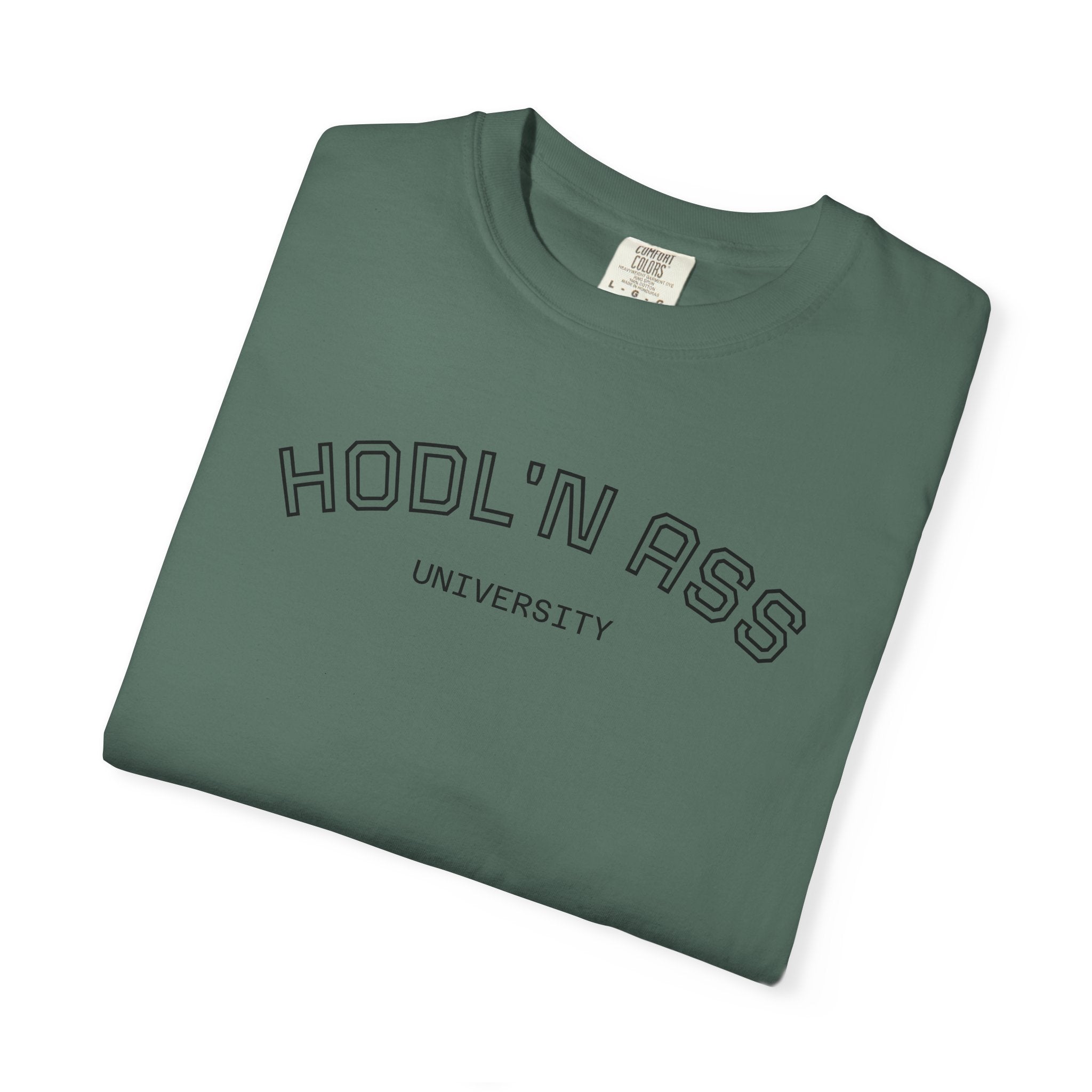 "HODL'N Ass" University BITCOIN Graphic T-Shirt — Vintage Collegiate Tee | Crypto Gift