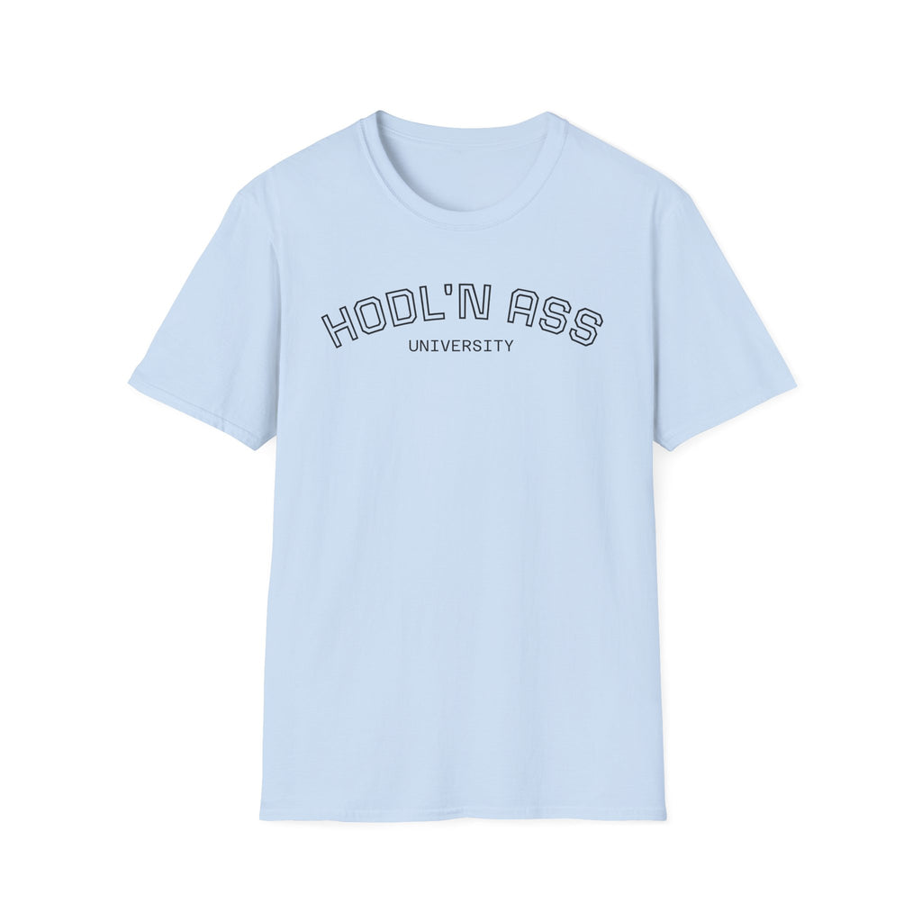 "HODL'N ASS" University BITCOIN T-Shirt — Crypto HODL Funny College Tee | Crypto Gift
