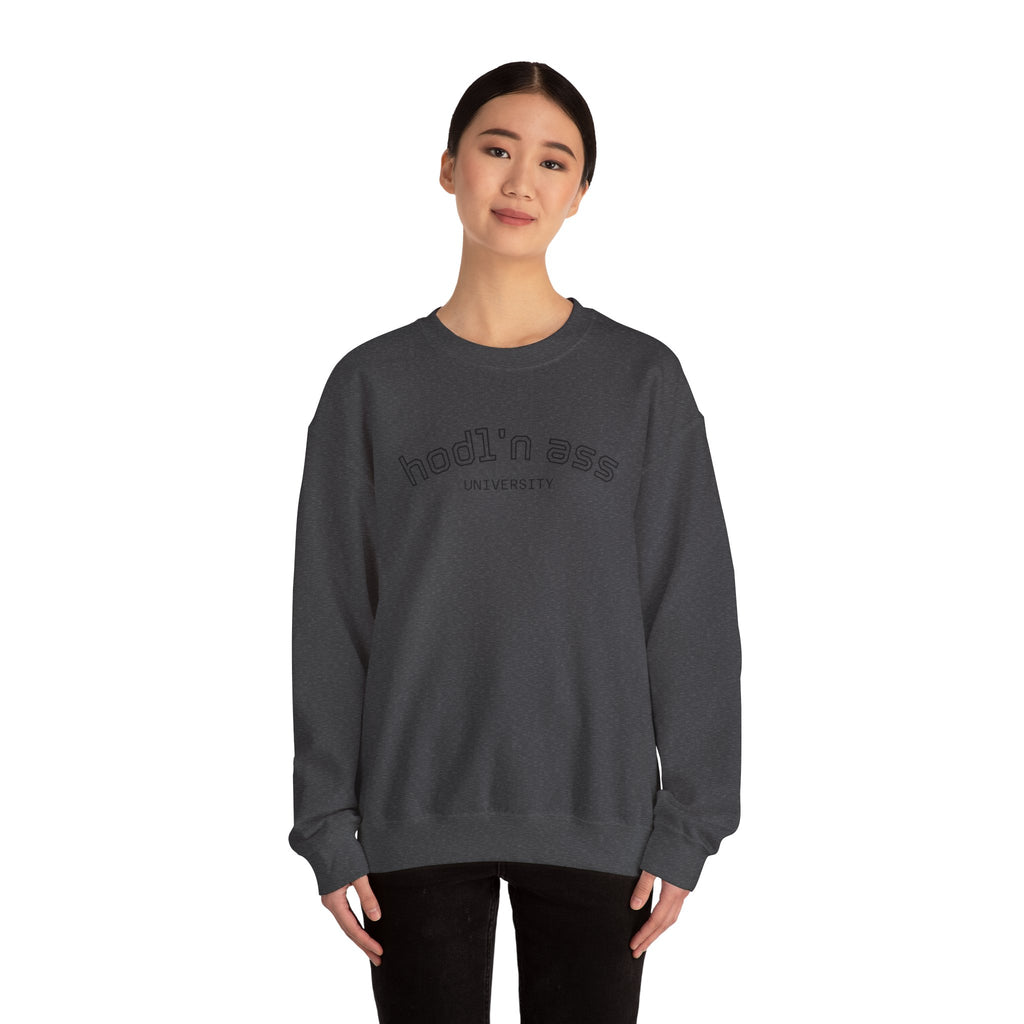"hodl'n ass University" BITCOIN Sweatshirt — Crypto Humor Crewneck | Crypto Gift