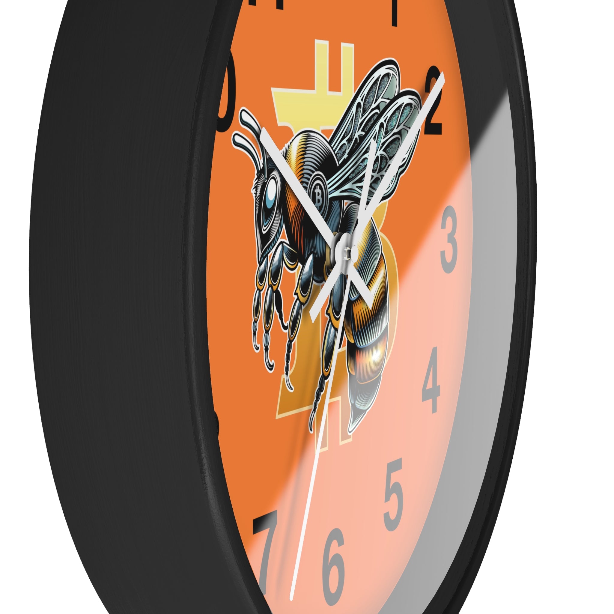 Bitcoin CypherHornet * Wall Clock - Retro Orange Crypto Bee Clock with Black Arms for Home & Office | Crypto Gift 203