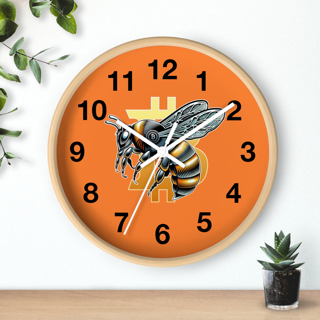 Bitcoin CypherHornet * Wall Clock - Retro Orange Crypto Bee Clock with Black Arms for Home & Office | Crypto Gift 203