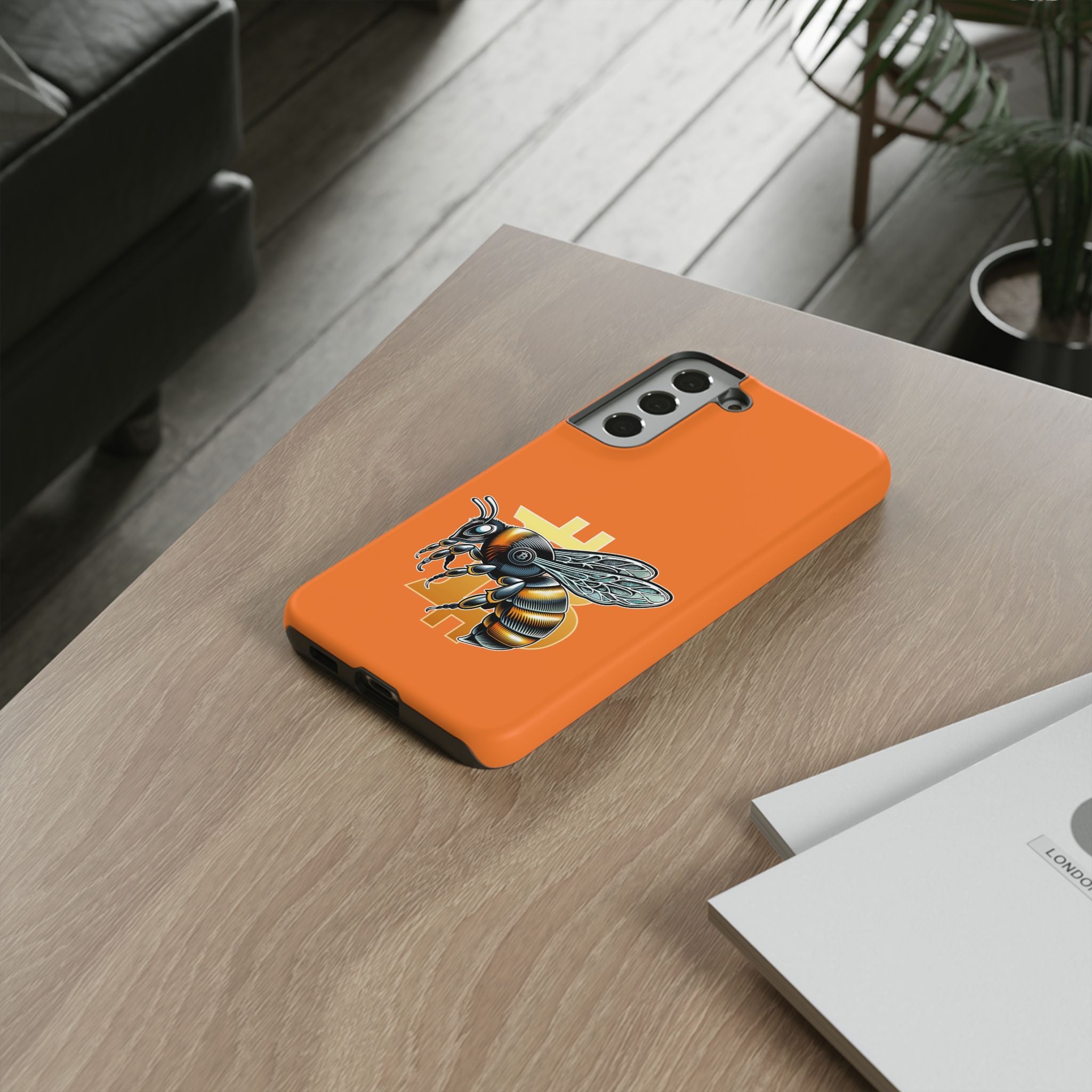 "CypherHornet-Bitcoin" Designer Phone Case - Bright Orange Protective Smartphone Cover | Crypto Gift