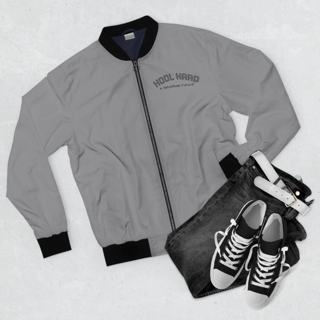 "HODL HARD . a SatsOfied Future" | Bitcoin Bomber Jacket — Men's Lightweight Streetwear | Crypto Gift 5