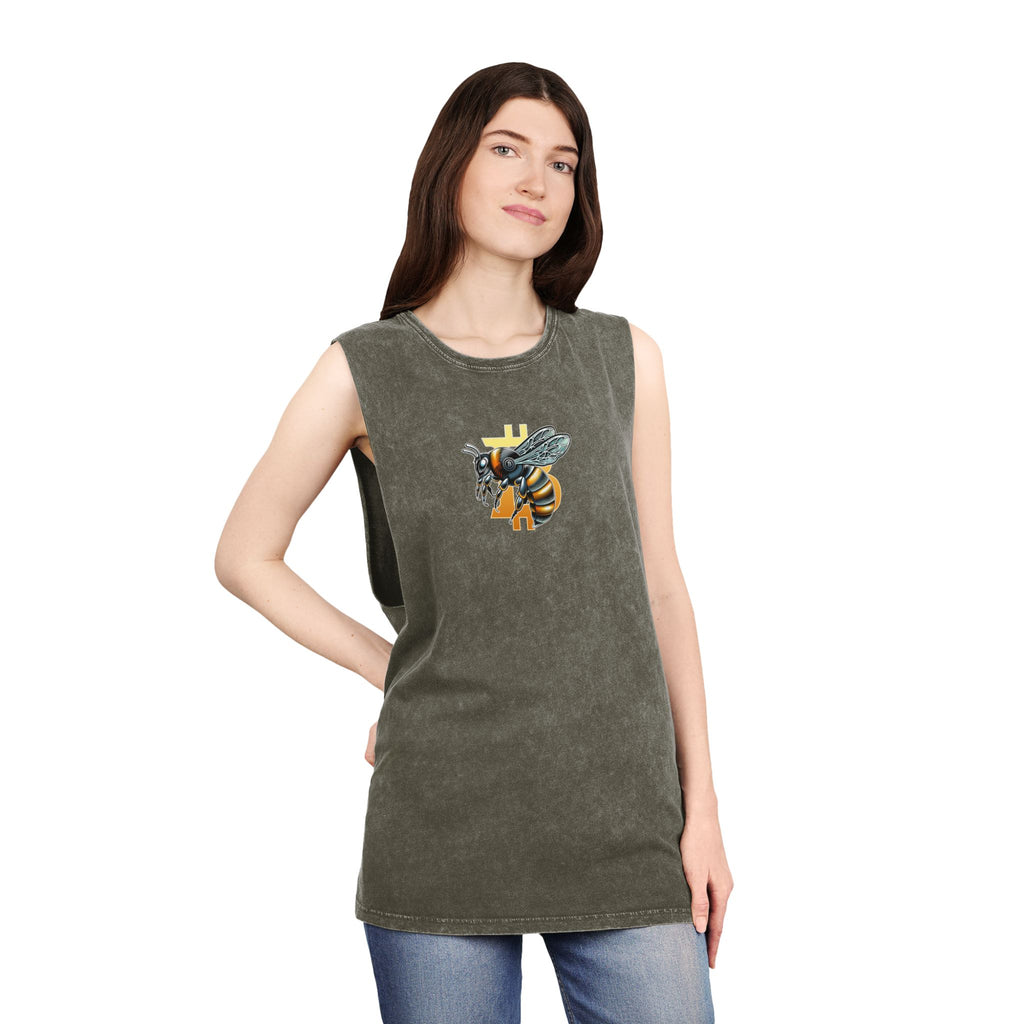 Bitcoin/CypherHornet" Bold Logo - Unisex Moon Harbor Stonewash Deep Underarm Tank Top | Crypto Gift 13