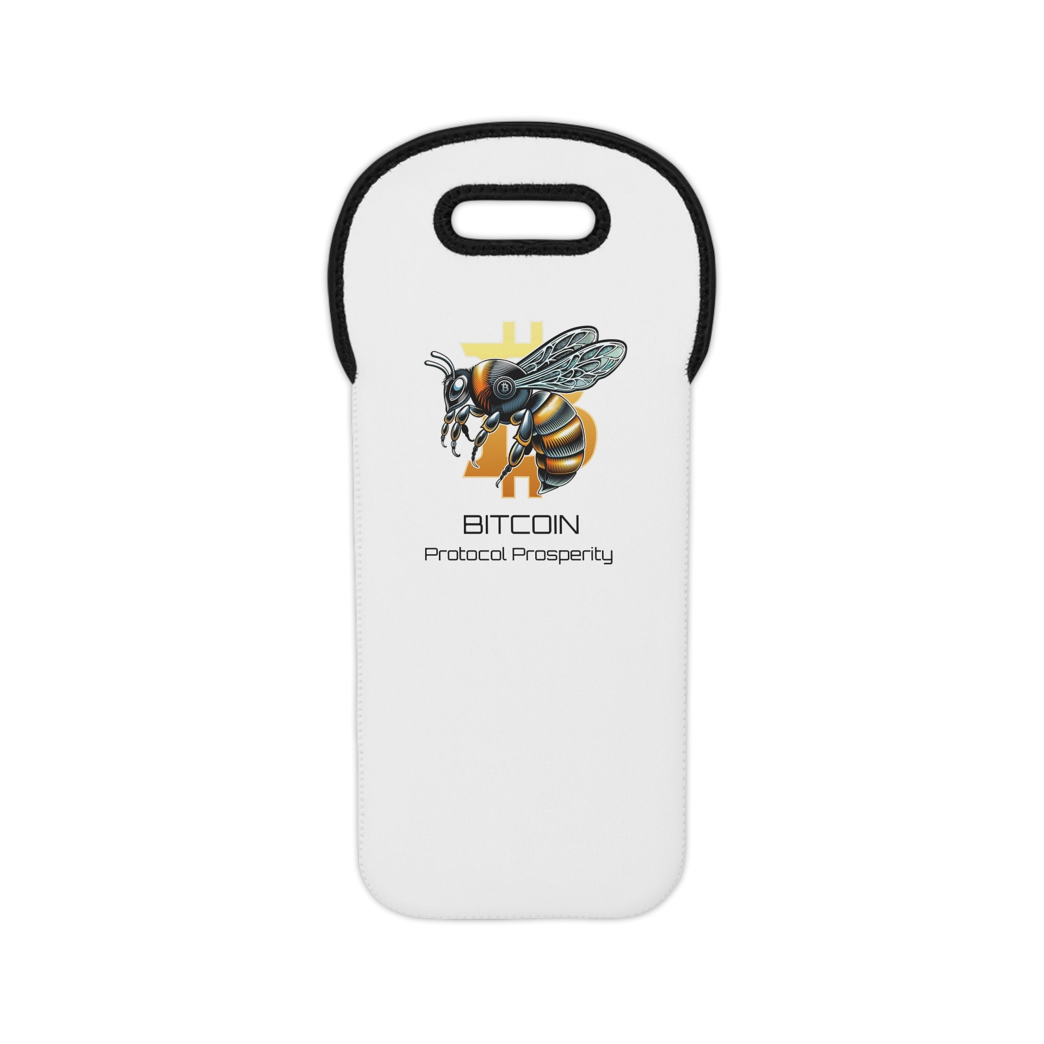 CypherHornet/Bitcoin Protocol Prosperity - Easy Transport White  Neoprene Wine Tote | Crypto Gift 132