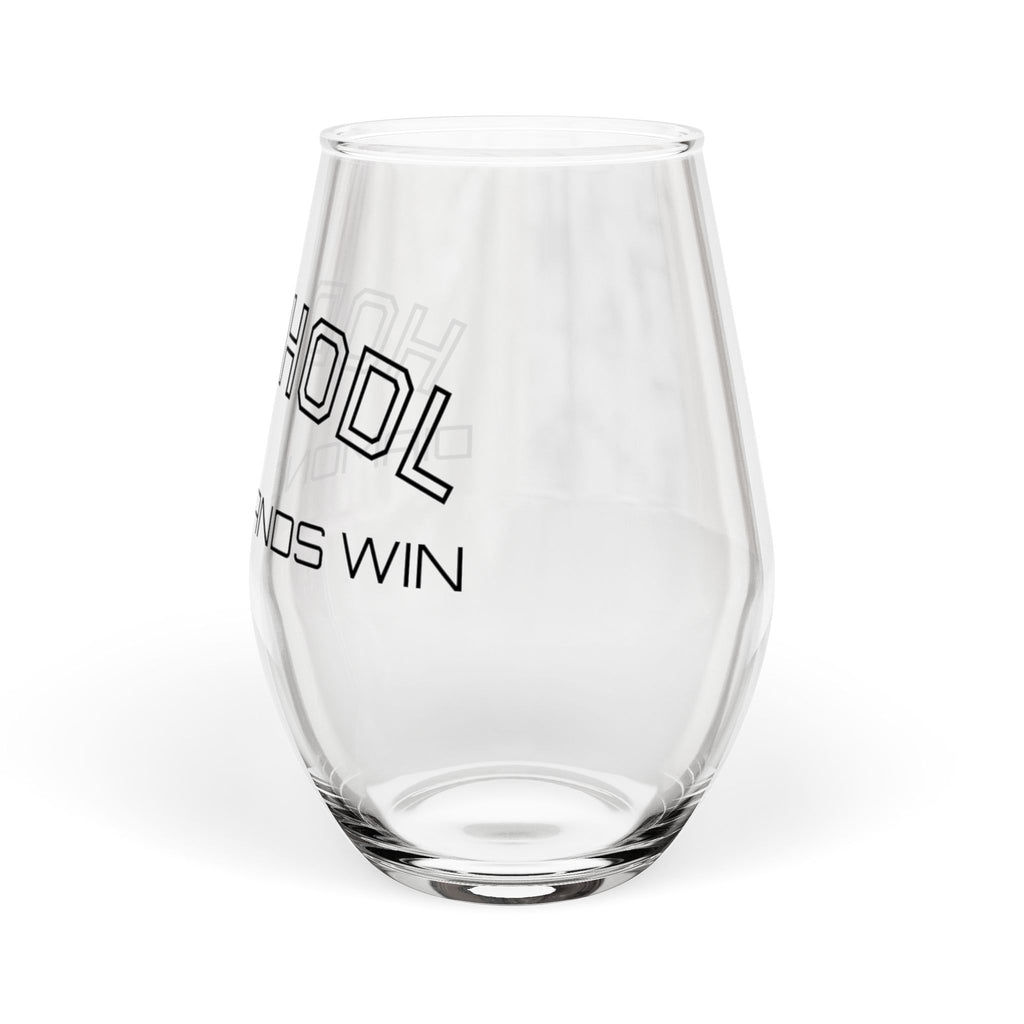 HODL HODL * DIAMOND HANDS  |  Stemless Wine Glass - Vintage Campus Design, 11.75 oz  | Crypto Gift 245