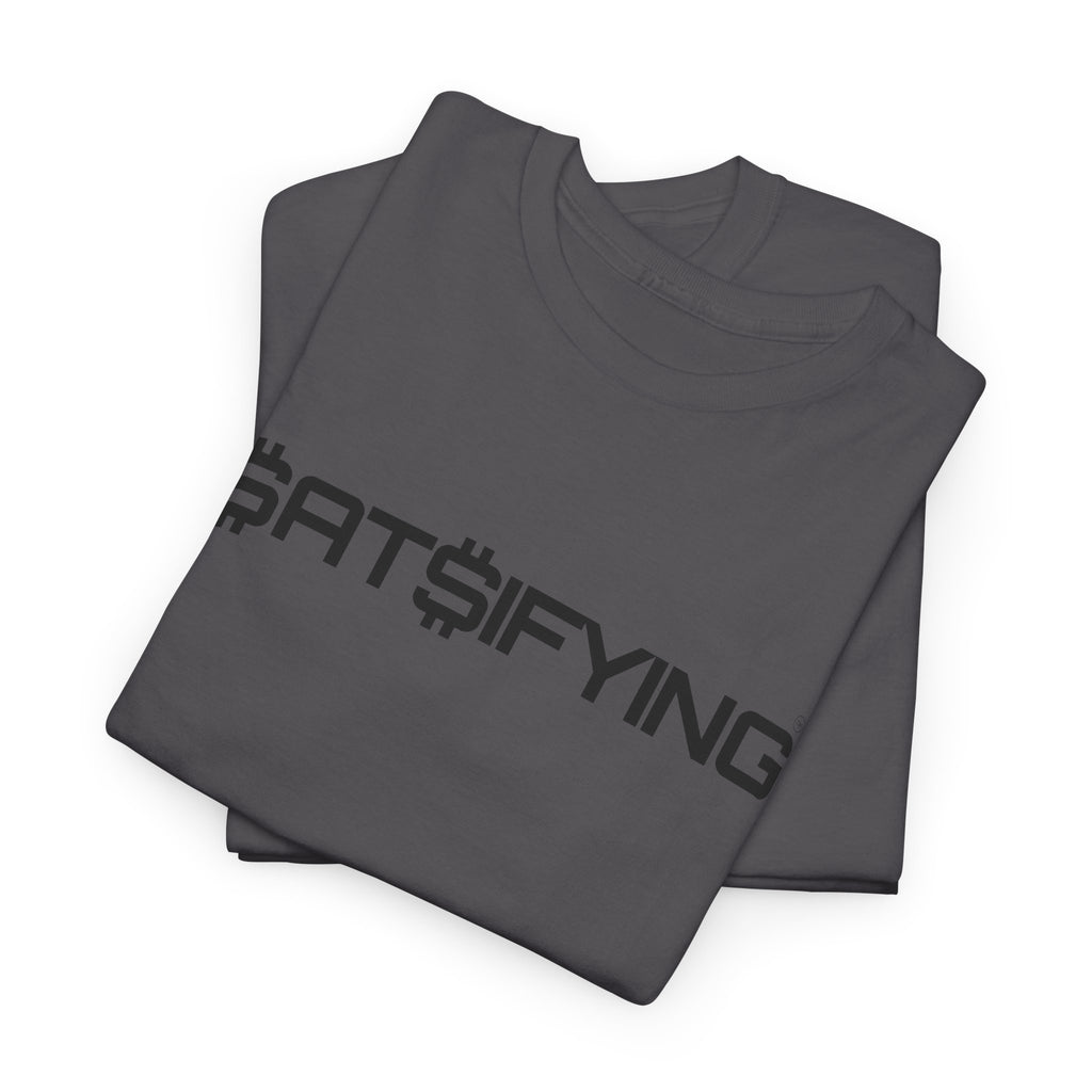 SATSIFYING Minimalist Black Font Graphic Tee - Futuristic Tech Typography T-Shirt | Crypto Gift 92