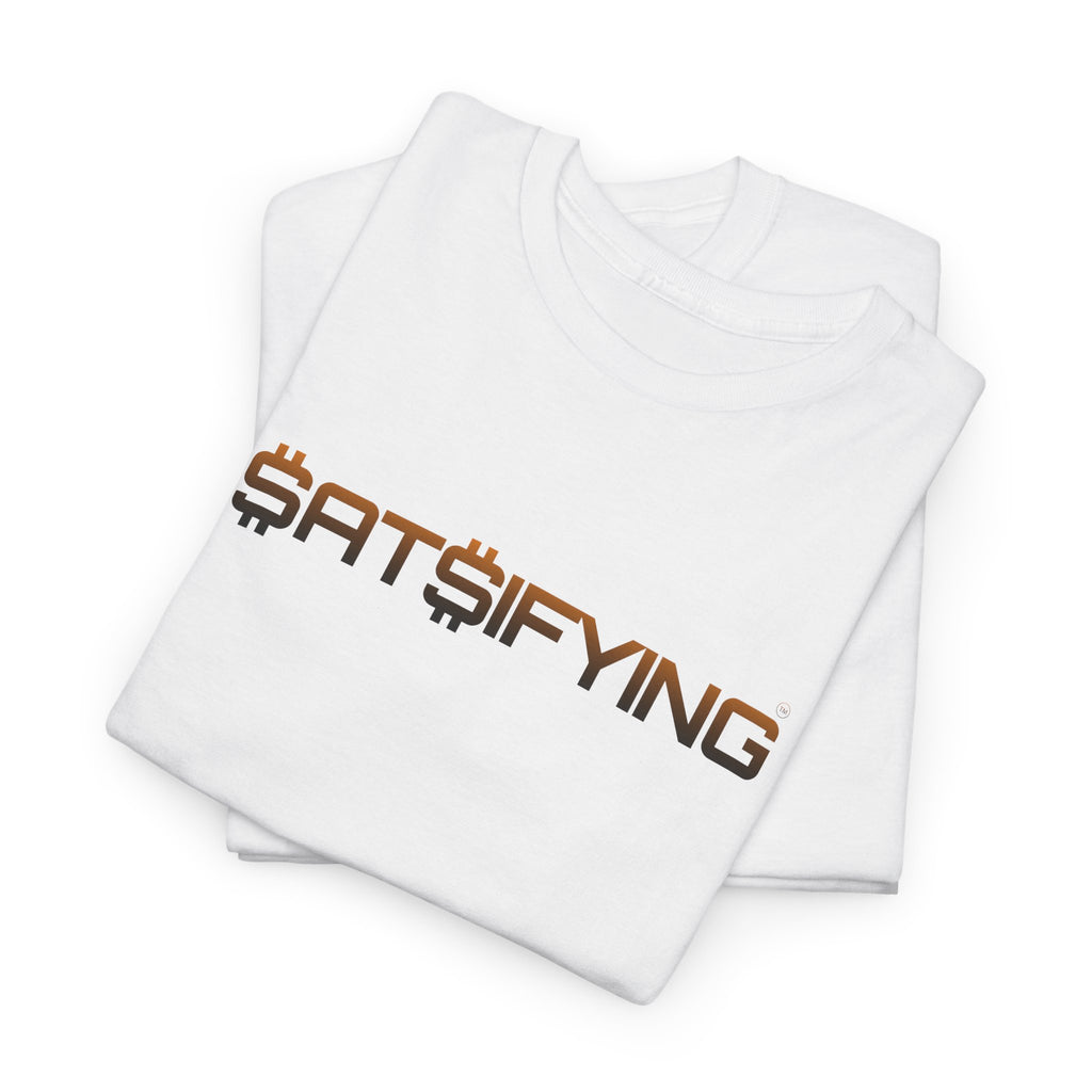 SATSIFYING Minimalist Graphic Bleed Tee — Sassy Futuristic Tech Typography T-Shirt | Crypto Gift 93