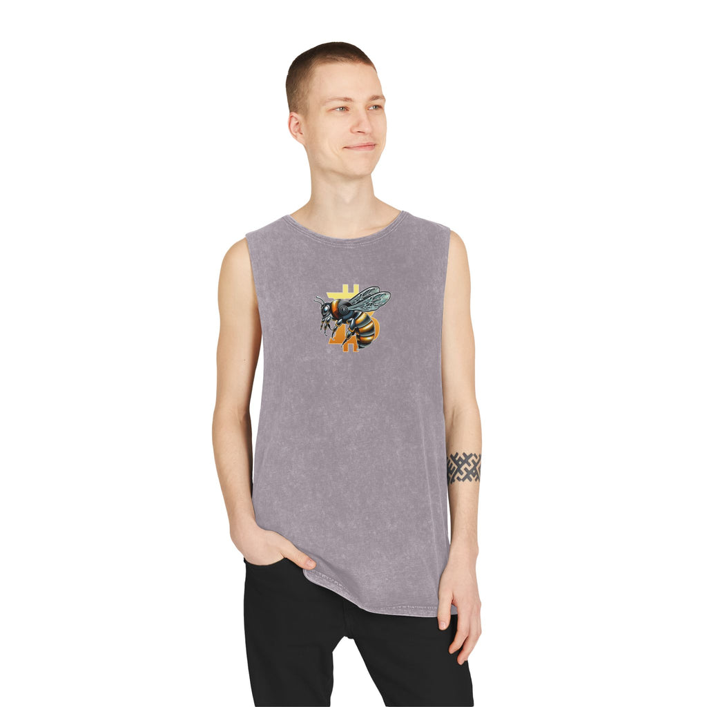 Bitcoin/CypherHornet" Bold Logo - Unisex Moon Harbor Stonewash Deep Underarm Tank Top | Crypto Gift 13