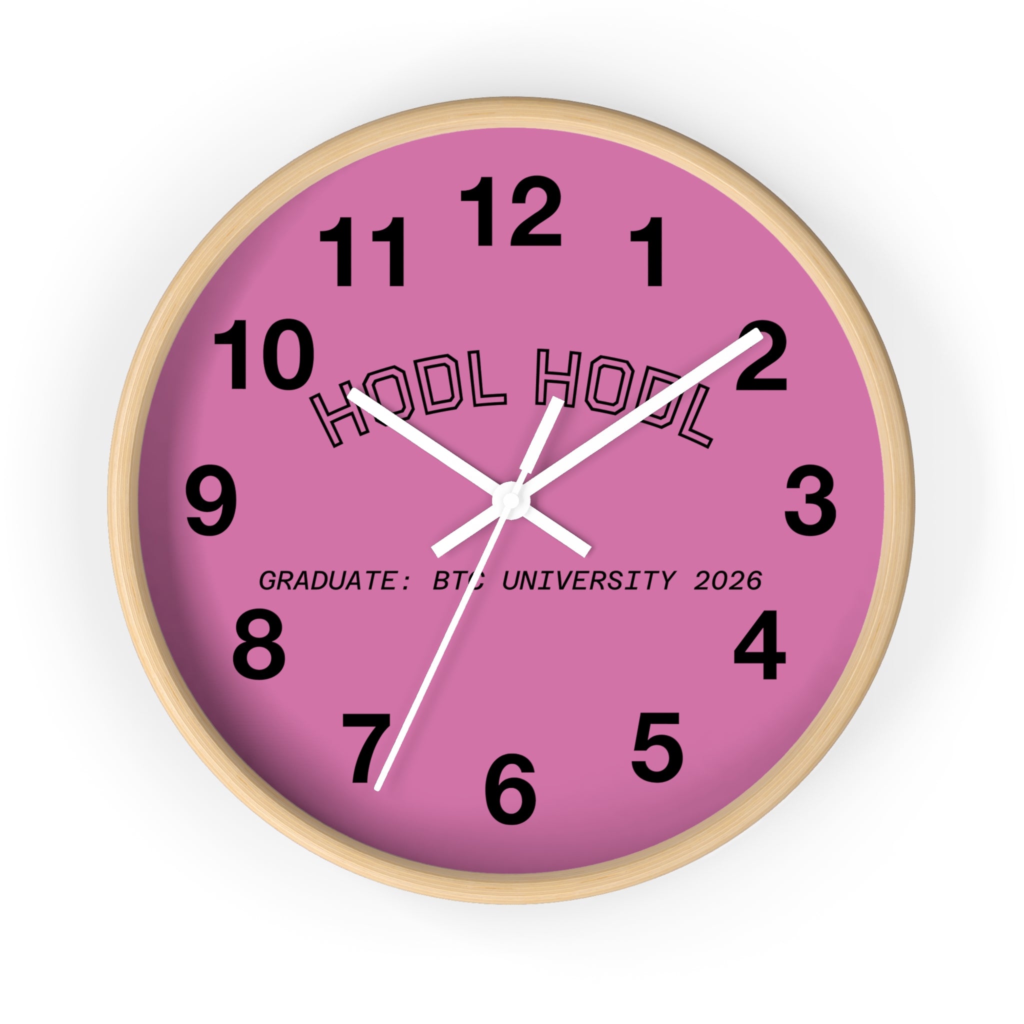 HODL HODL * Graduate: BTC University 2026 * Purple Black Hands Wall Clock — Crypto-Themed Home Decor Gift | Crypto Gift 198
