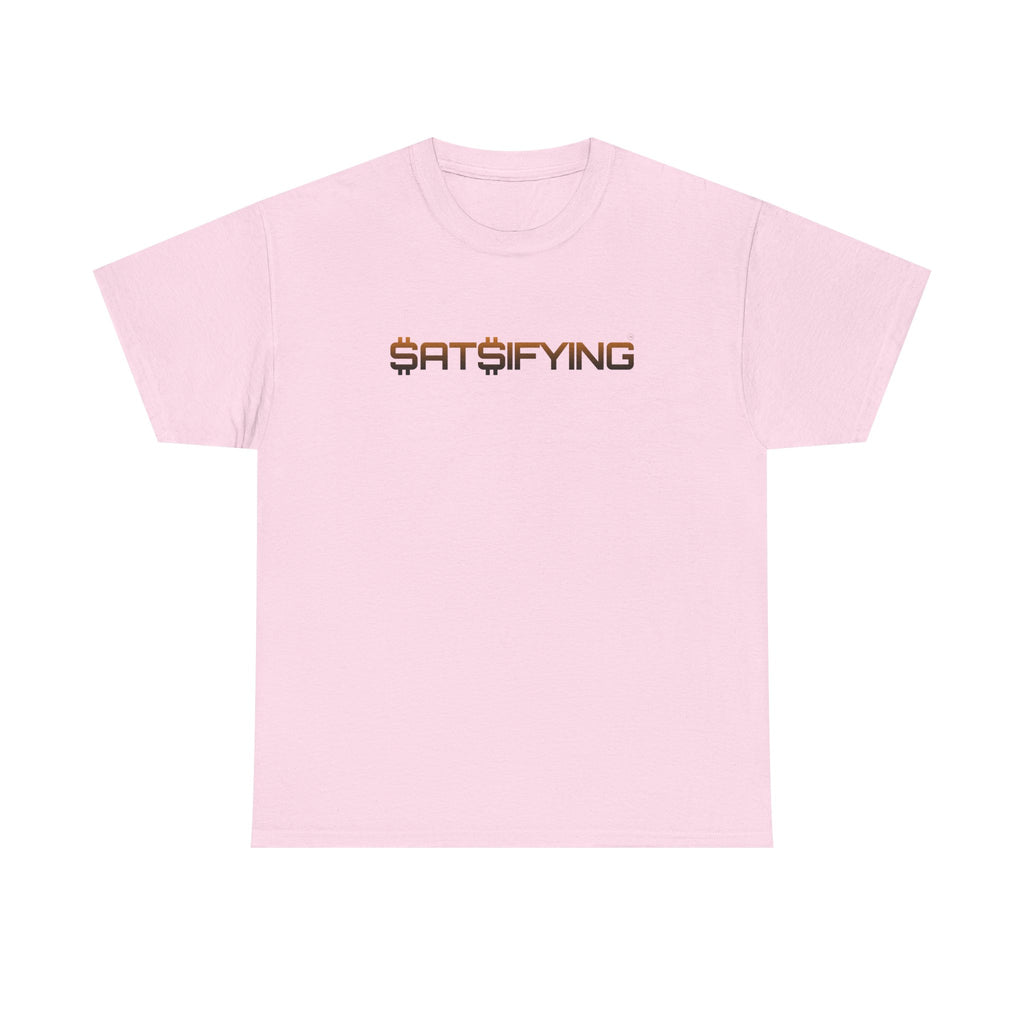 SATSIFYING Minimalist Graphic Bleed Tee — Sassy Futuristic Tech Typography T-Shirt | Crypto Gift 93