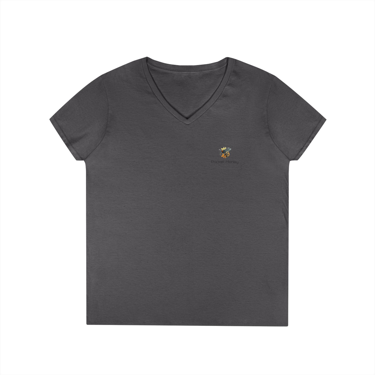 Bitcoin/Cypher Hornet - Pocket Money - Ladies V-Neck Tee - Funny Retro Text | Crypto Gift 120b