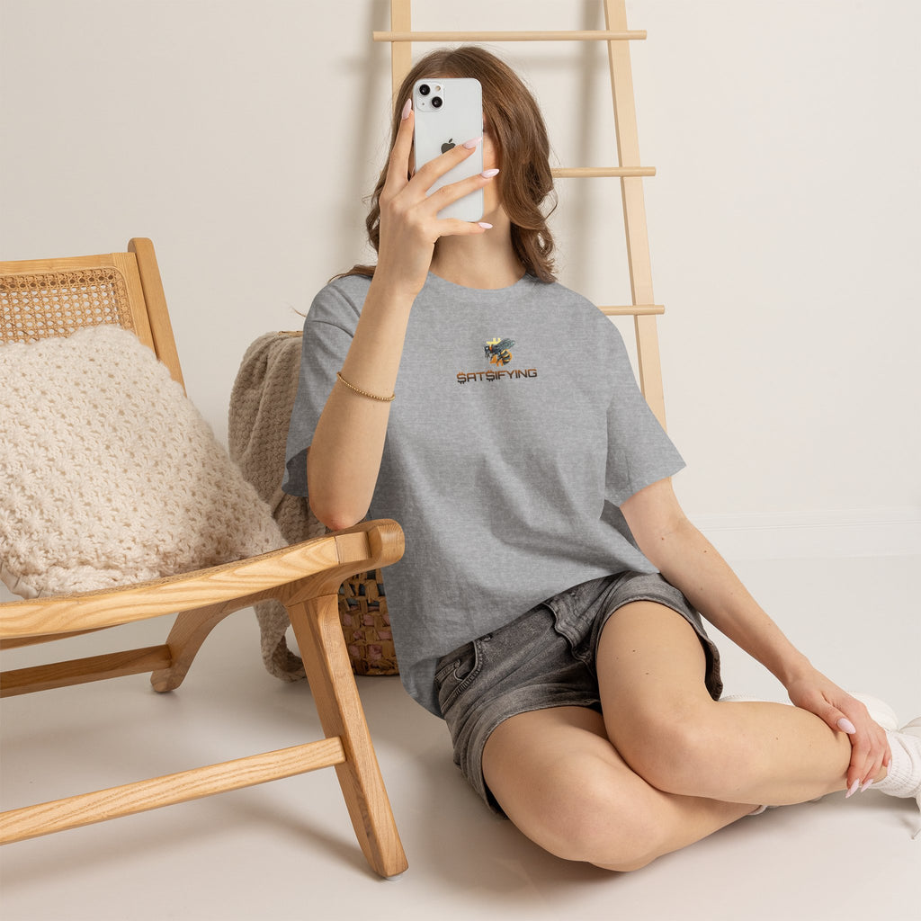 Bitcoin/Cypherhornet "$At$IFYING" | Minimalist Custom Crypto Logo Graphic Tee — Futuristic Tech Typography T-Shirt | Crypto Gift #S91b