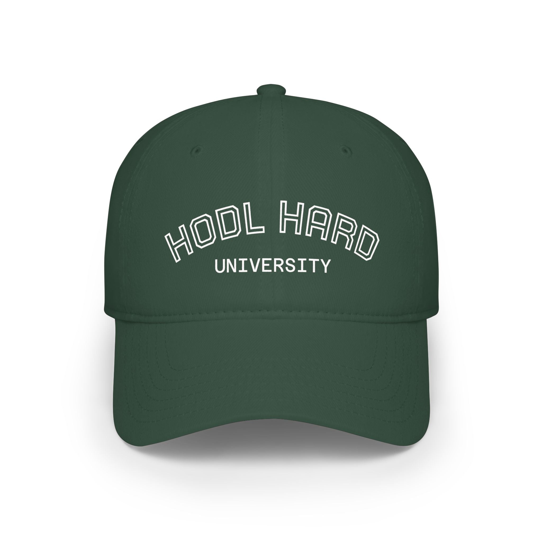 HODL HARD University Baseball Cap — Crypto Investor Dad Hat