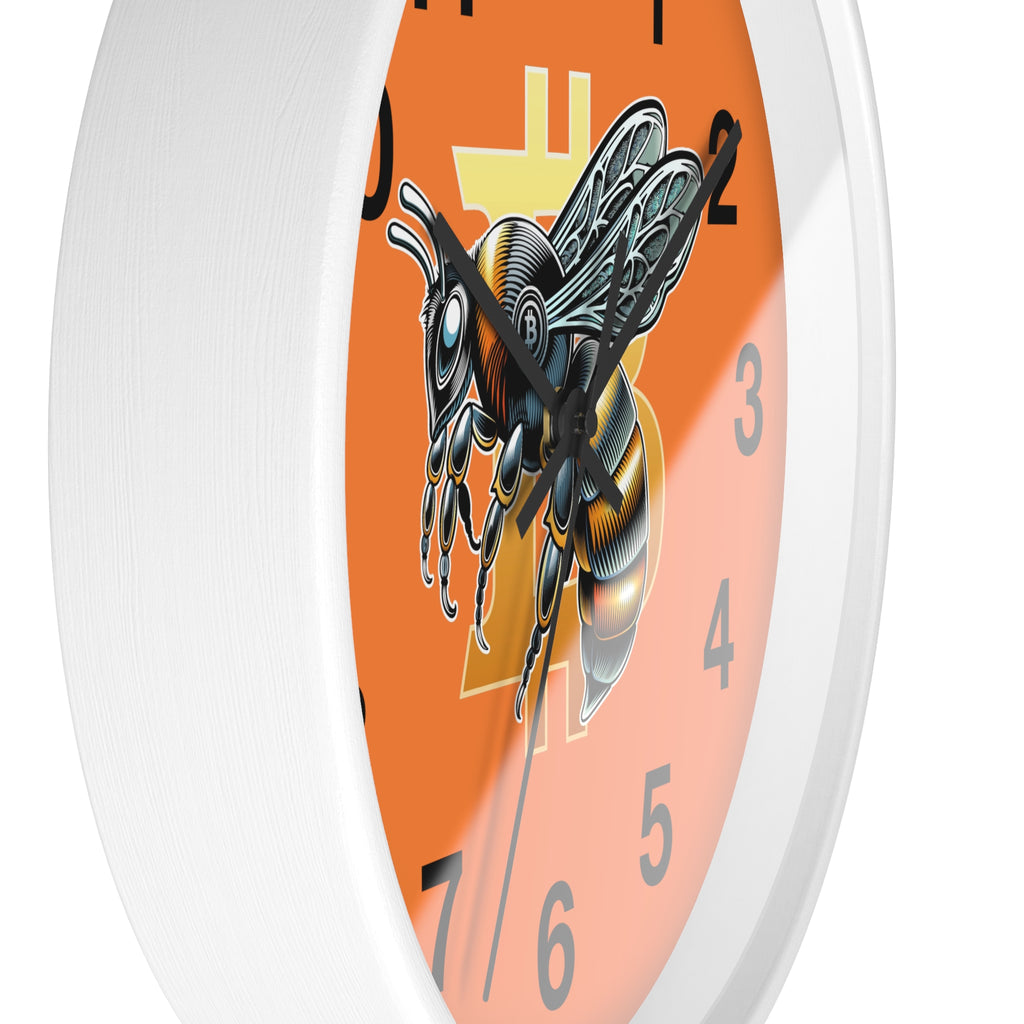 Bitcoin CypherHornet * Wall Clock - Retro Orange Crypto Bee Clock with Black Arms for Home & Office | Crypto Gift 203