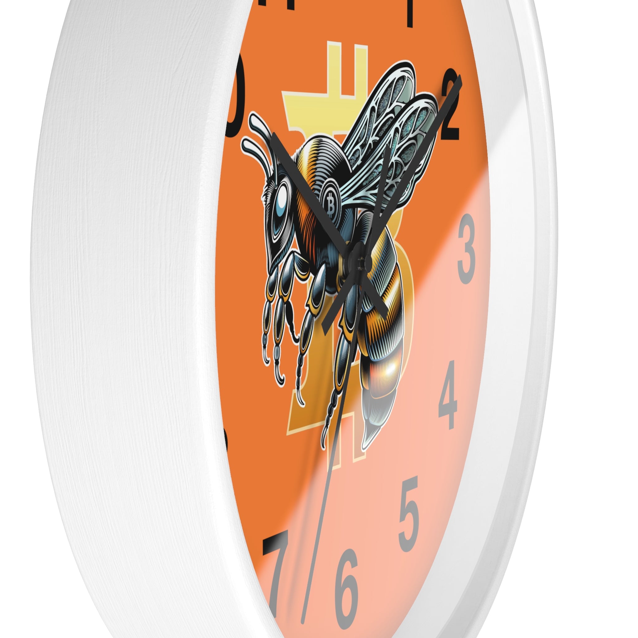 Bitcoin CypherHornet * Wall Clock - Retro Orange Crypto Bee Clock with Black Arms for Home & Office | Crypto Gift 203