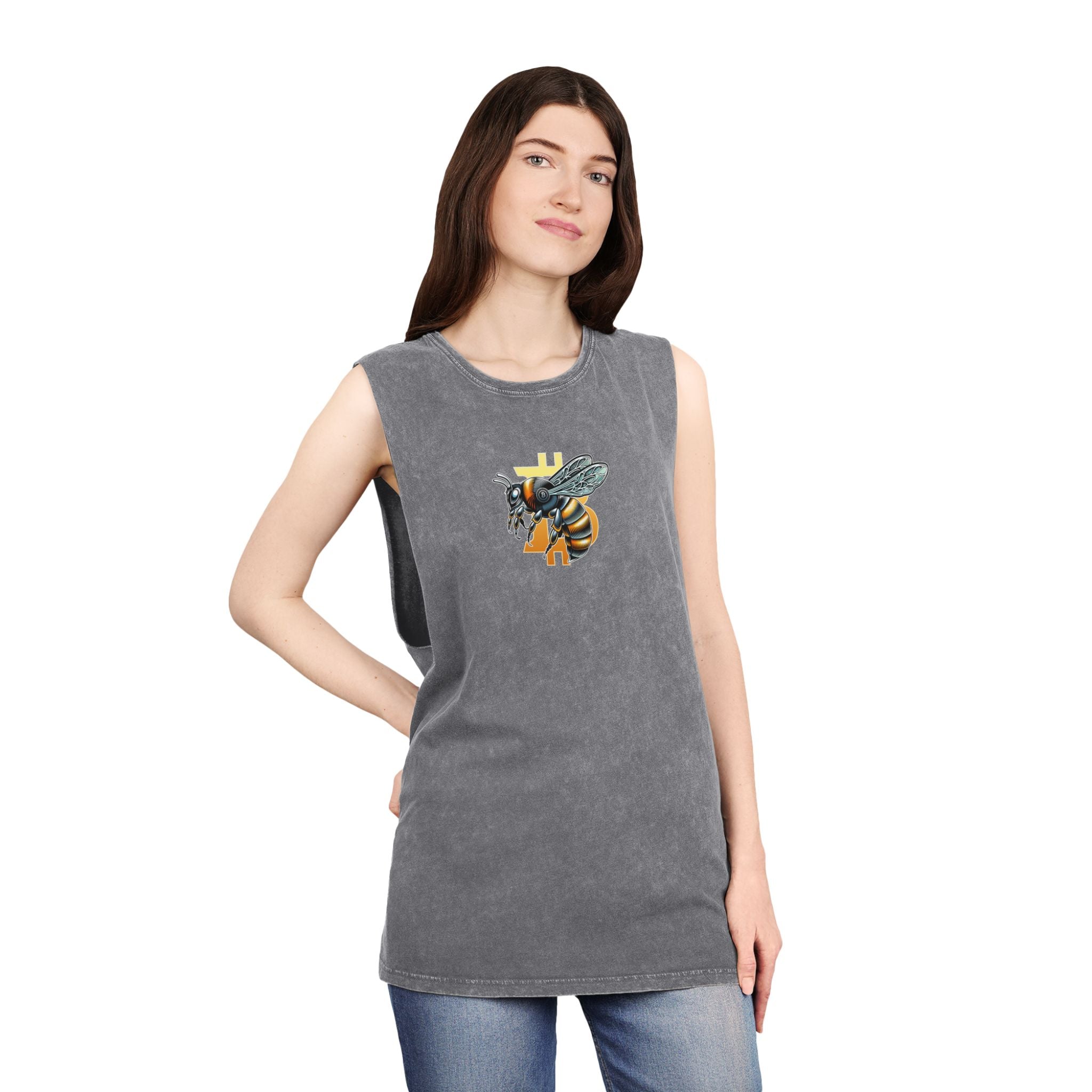 Bitcoin/CypherHornet" Bold Logo - Unisex Moon Harbor Stonewash Deep Underarm Tank Top | Crypto Gift 13