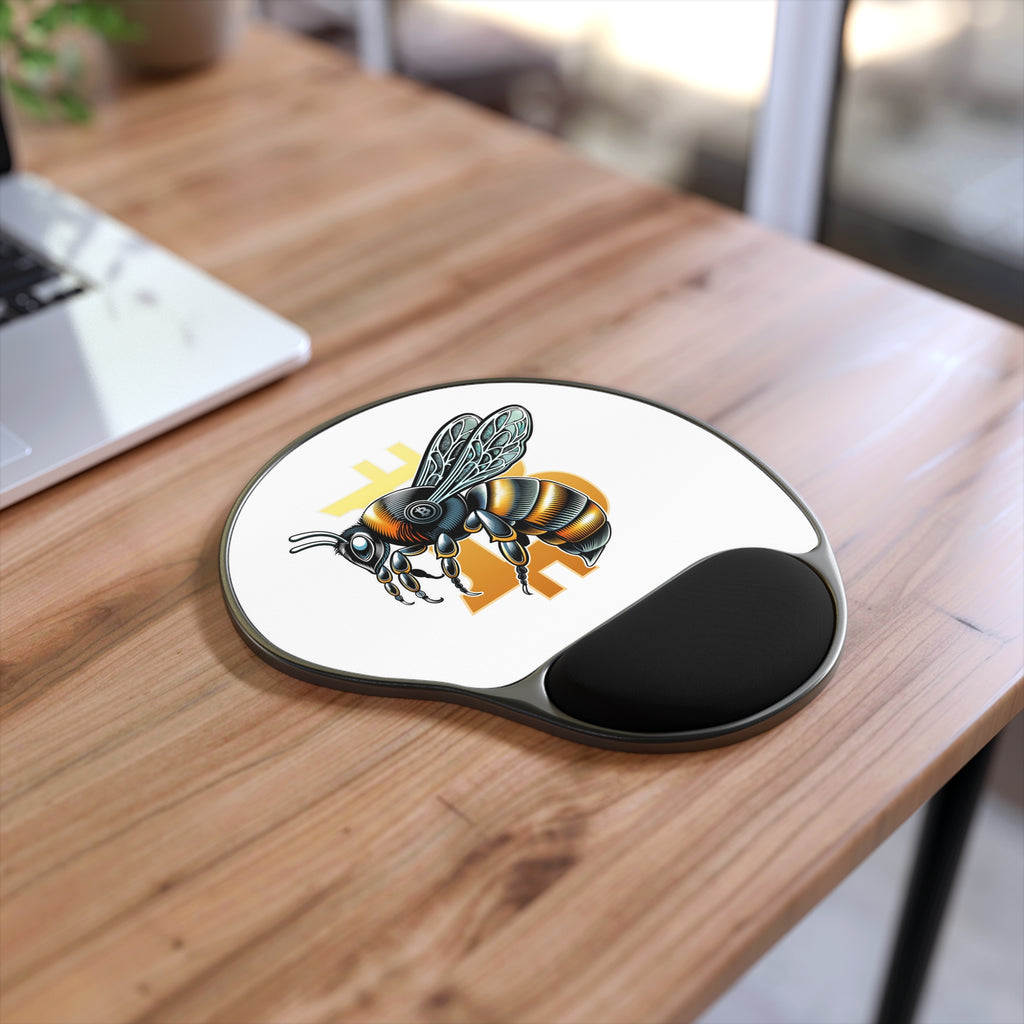 Bitcoin-Wasp Mouse Pad with Wrist Rest — Desk Pad | Crypto Gift